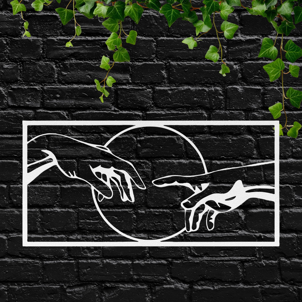 Creation of Adam Hands Metal Wall Art | Michelangelo Inspired Decor | Famous Painting Art | Classic Home Die Cut