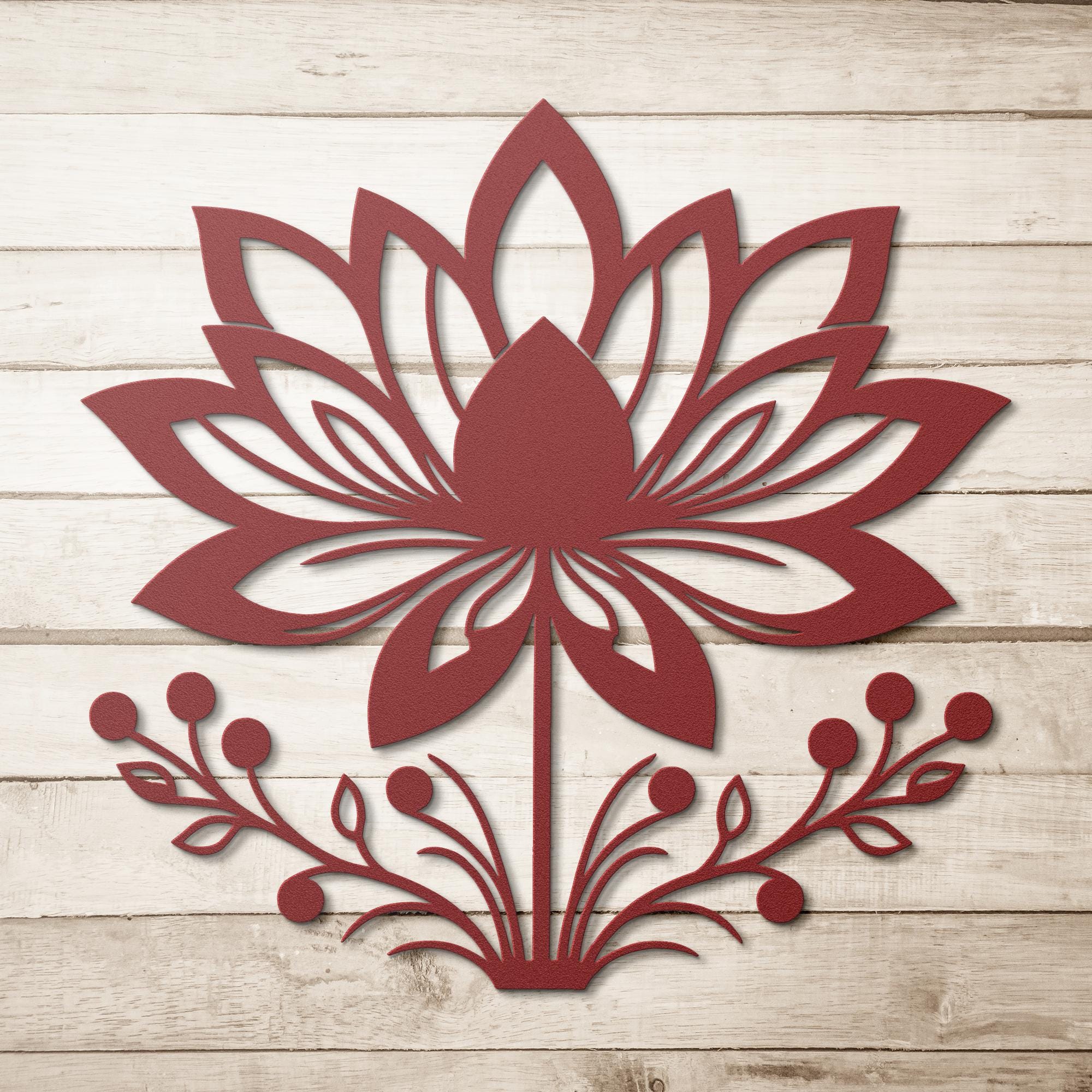 Lotus Flower Metal Art - Mandala Wall Art | Floral Metal Sign for Yoga Studio Decor