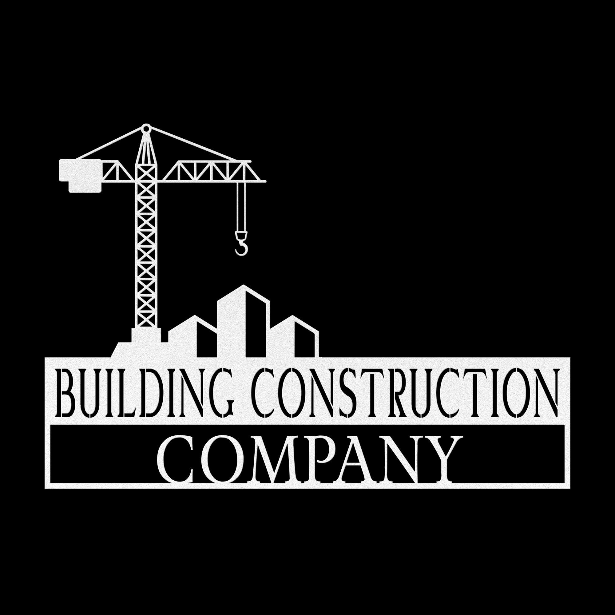 Custom Metal Construction Company Logo Sign: Tower Crane Decor