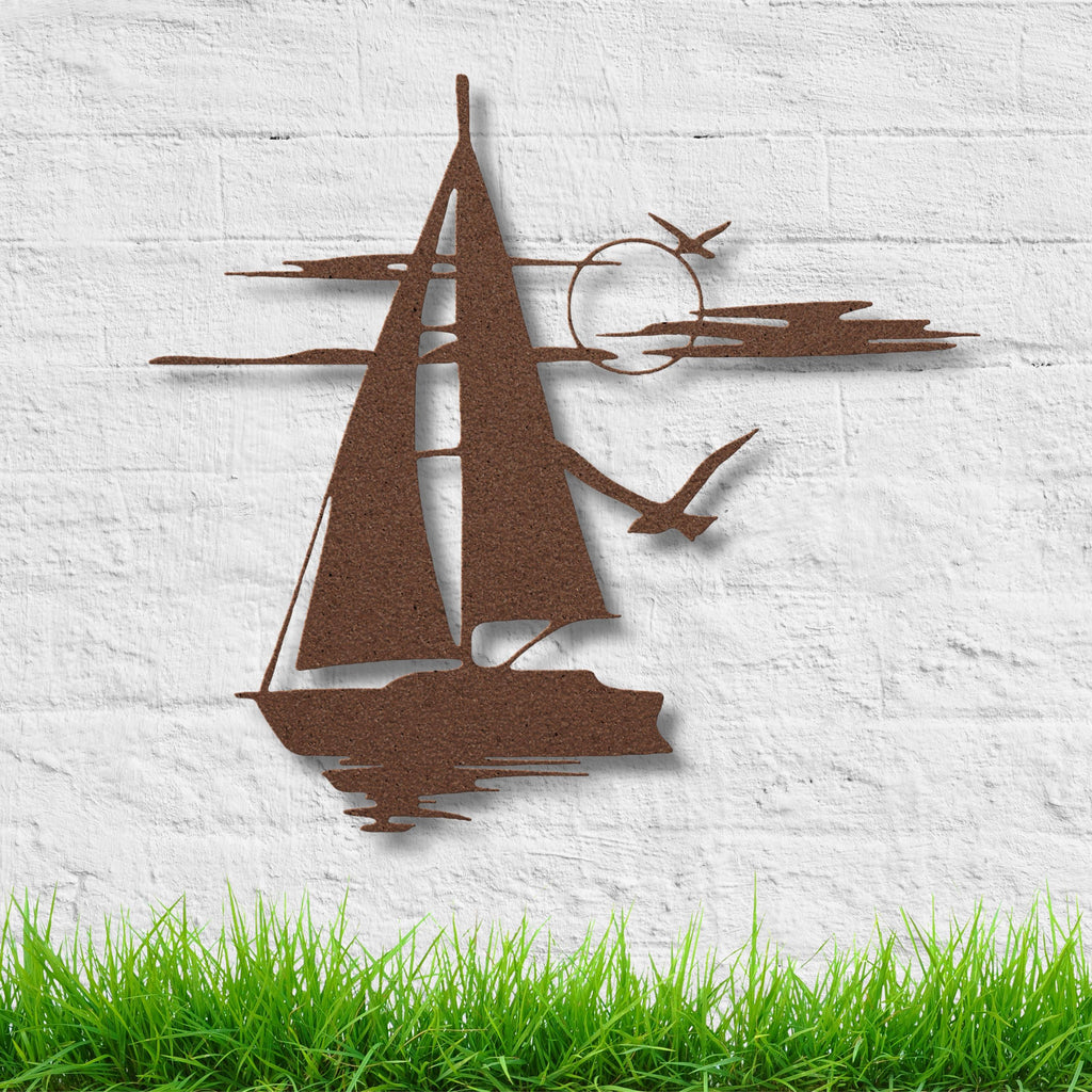 Sailboat Metal Wall Art – Nautical Metal Sign | Coastal Home Decor, Durable Steel Art