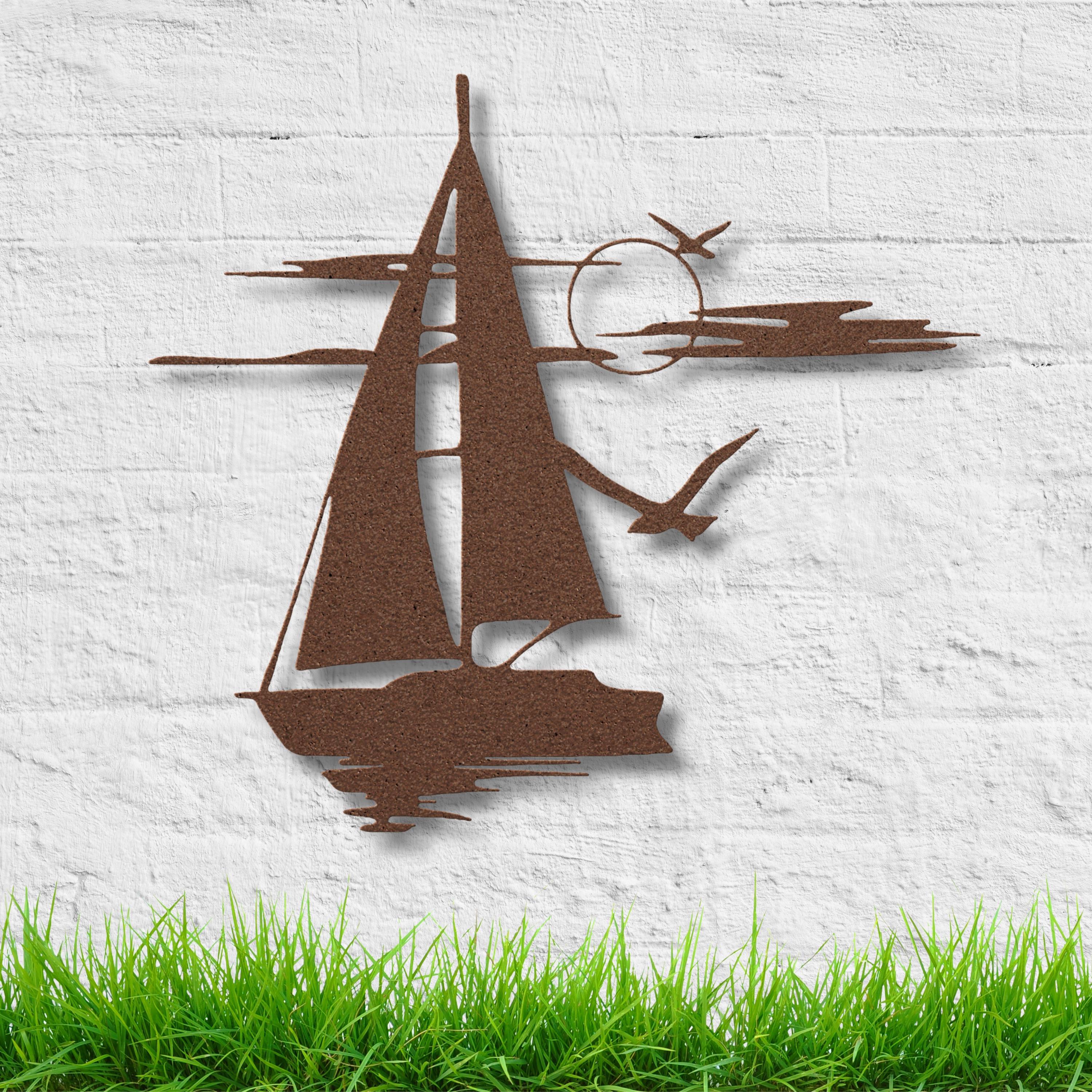 Sailboat Metal Wall Art – Nautical Metal Sign | Coastal Home Decor, Durable Steel Art