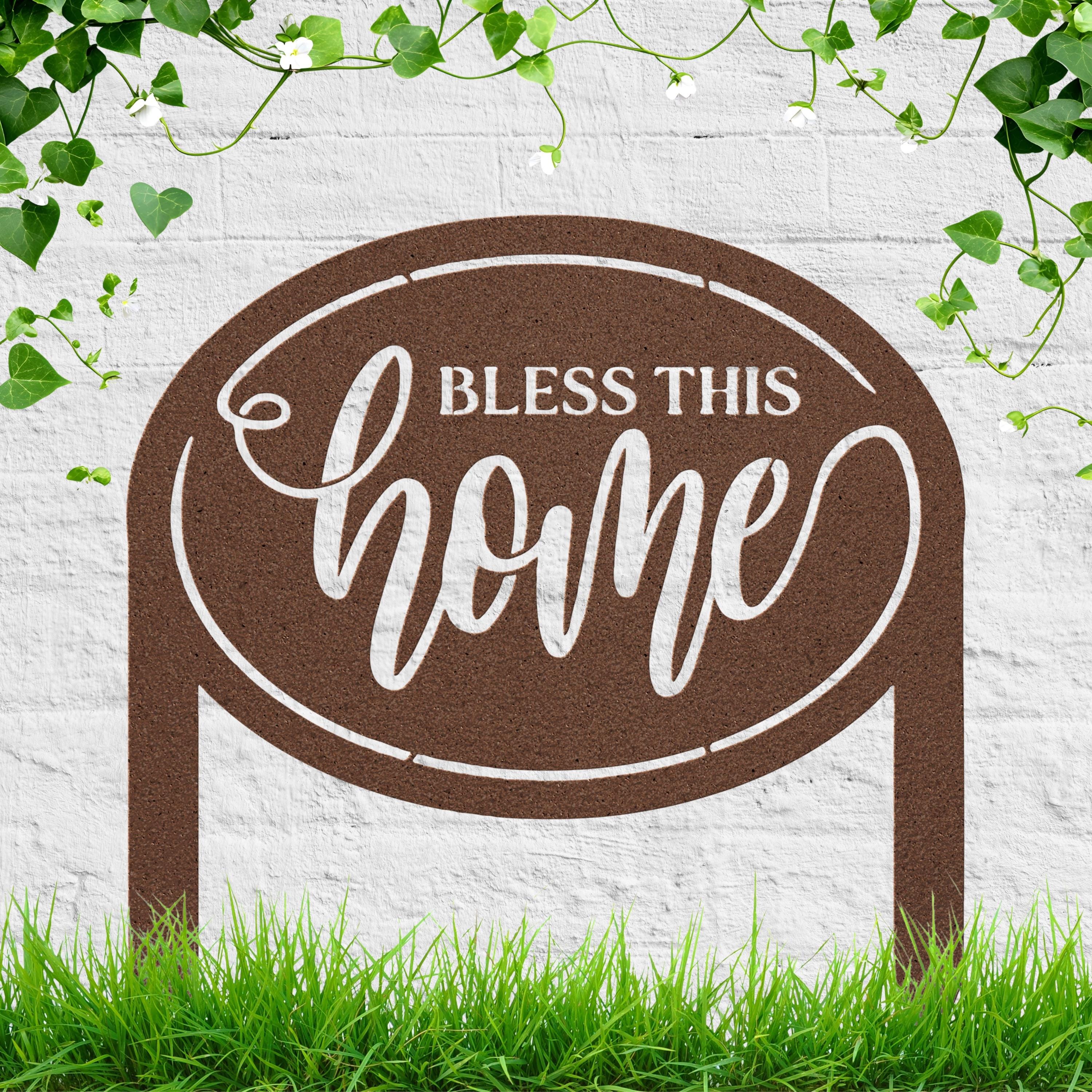 Bless This Home Metal Sign, Die-Cut Inspirational Word Art, Custom Farmhouse Yard Stake, Housewarming or Realtor Gift
