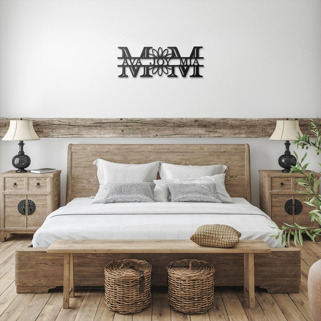 Personalized Mom Sign - Custom Metal Wall Art | Floral Gift With Kids Names