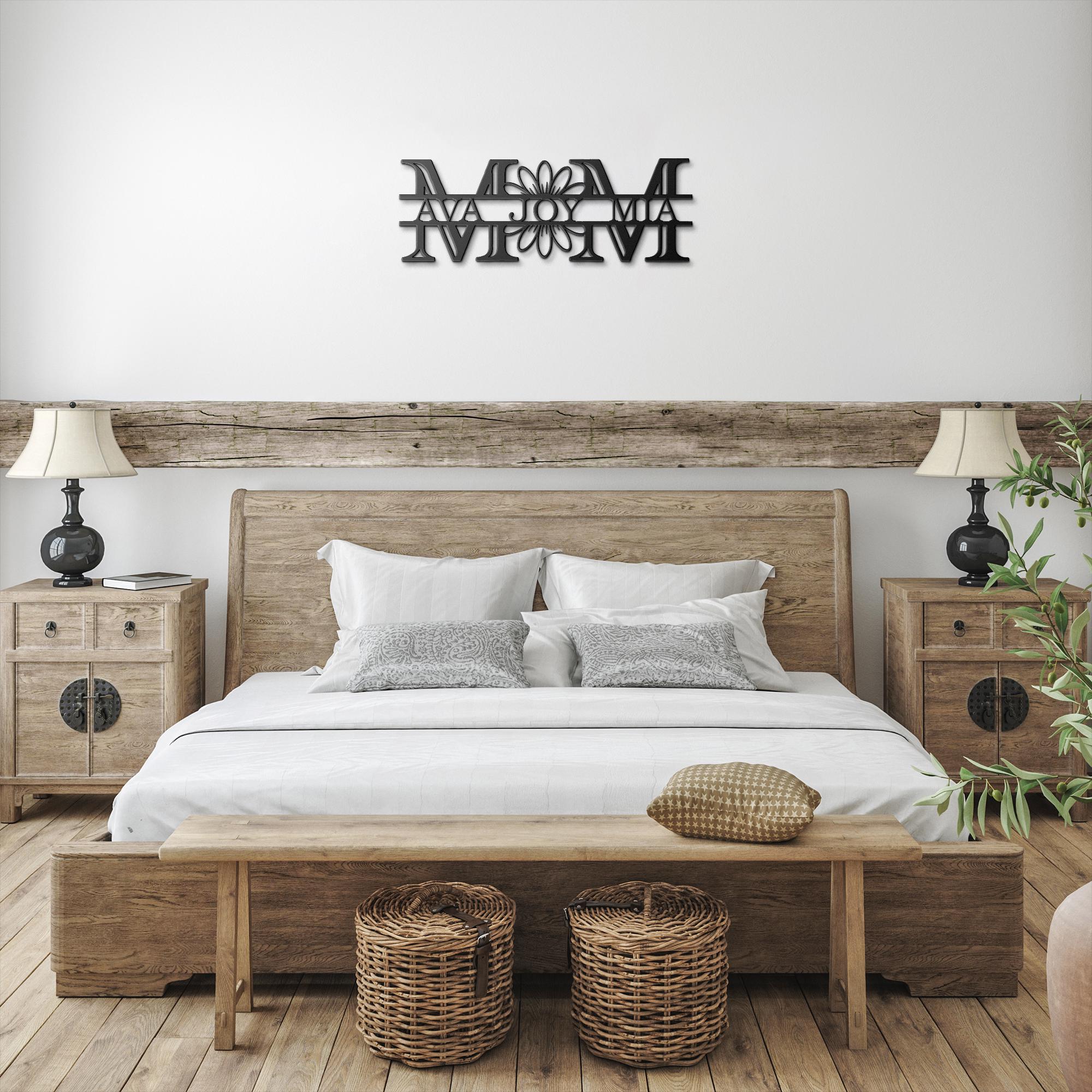 Personalized Mom Sign - Custom Metal Wall Art | Floral Gift With Kids Names
