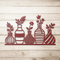 Flower Vases on Shelf Metal Wall Art | Modern Floral Decor | Minimalist Farmhouse Sign | Botanical Die Cut Gift
