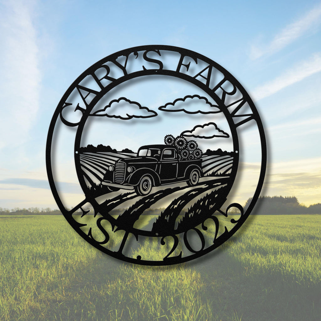 Custom Farm Truck Metal Sign, Personalized Family Name, Established Year