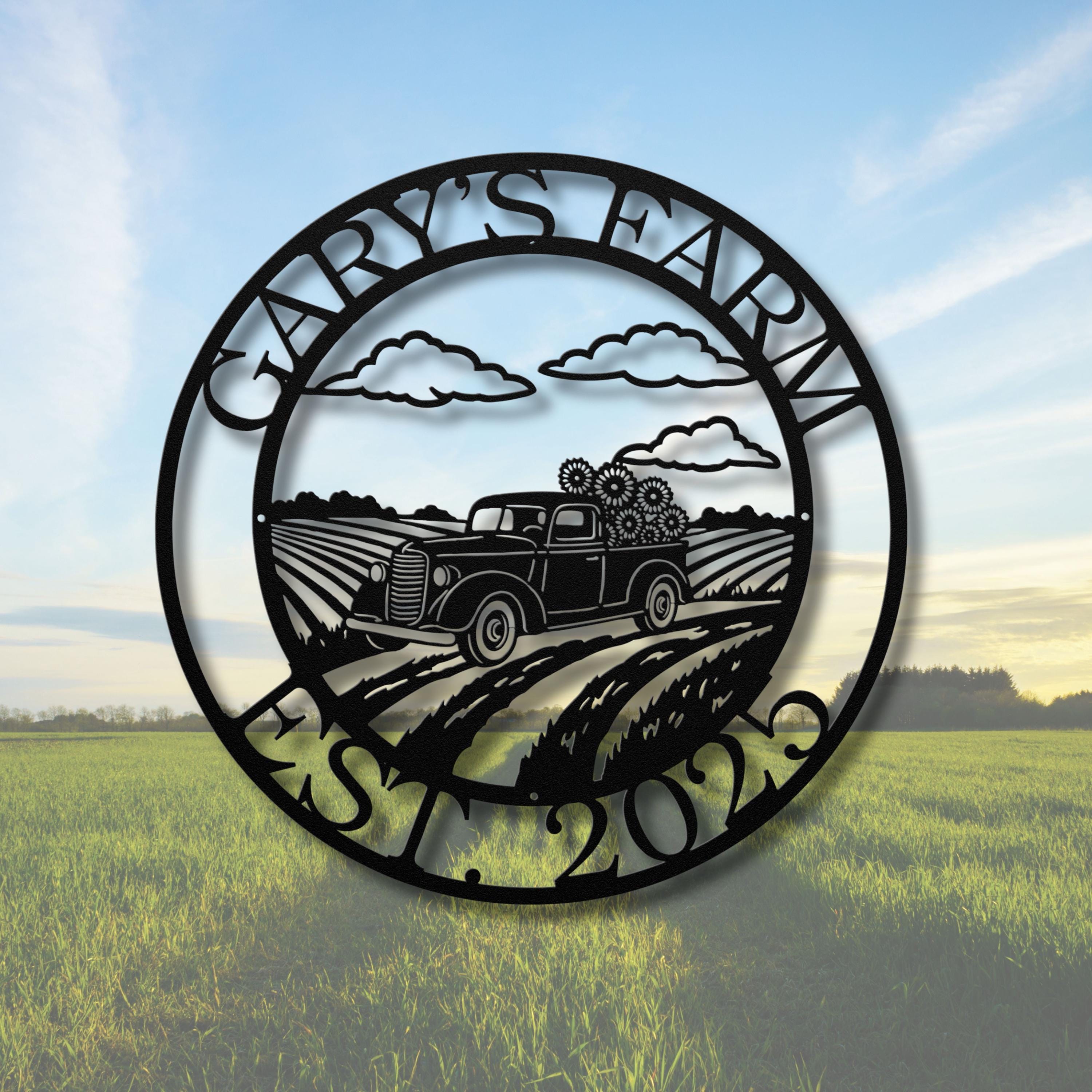 Custom Farm Truck Metal Sign, Personalized Family Name, Established Year