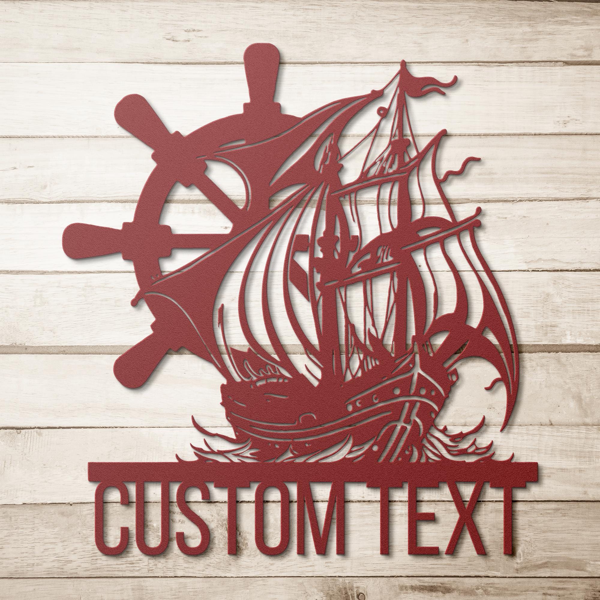 Custom Ship Metal Sign | Personalized Sailing Home Decor | Nautical Pirate Boat Wall Art Gift
