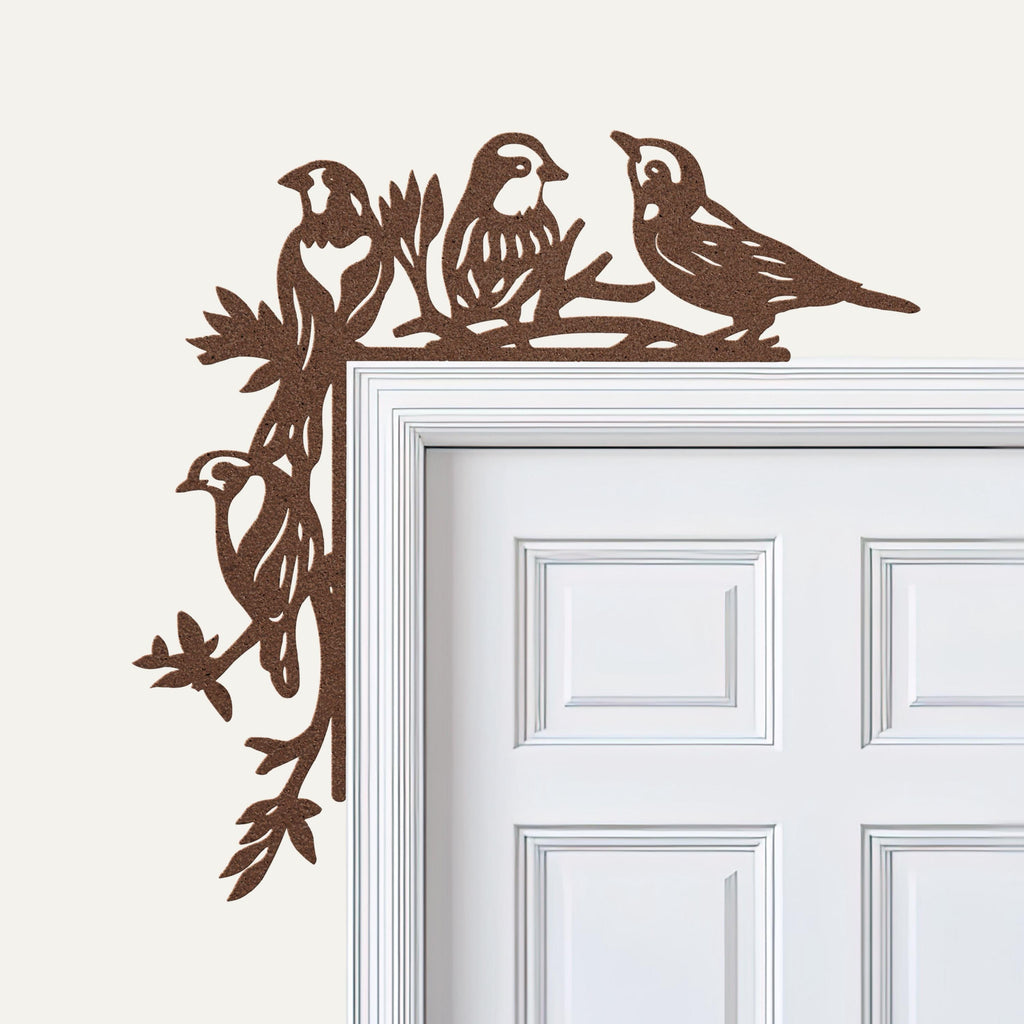 Bird Metal Door Corner Sign, Songbird Branch Decor, Nature Wall Art, Mother's Day Gift