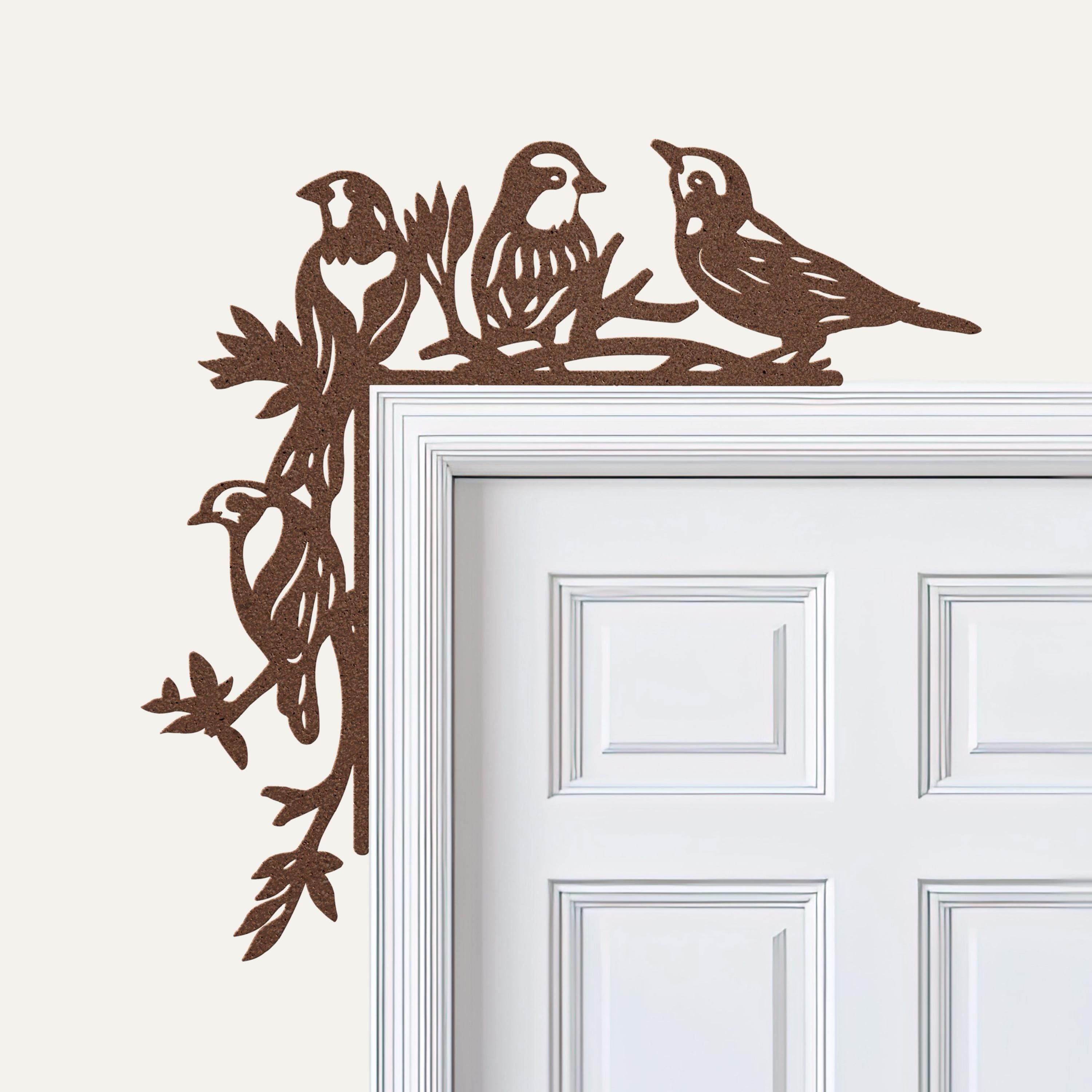 Bird Metal Door Corner Sign, Songbird Branch Decor, Nature Wall Art, Mother's Day Gift