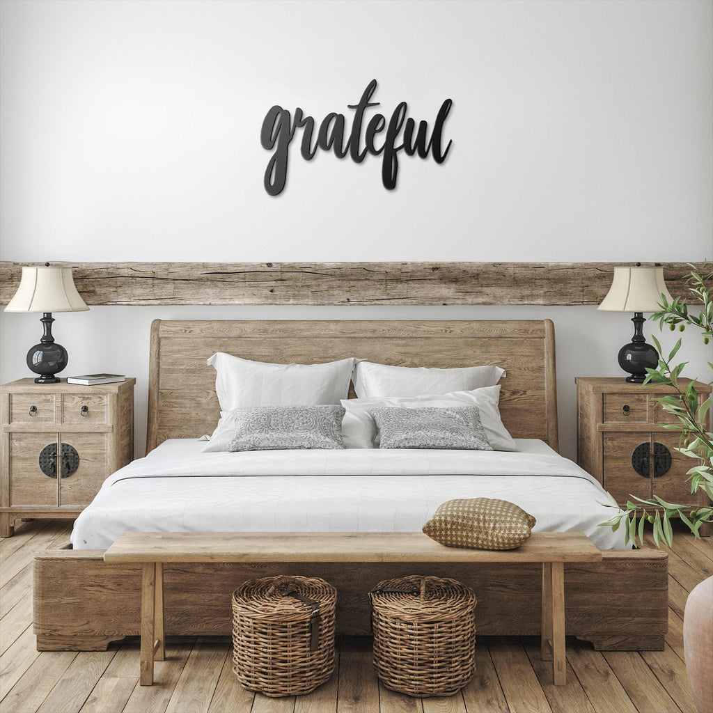 Grateful Metal Sign – Modern Farmhouse Decor | Script Die Cut Inspirational Wall Art