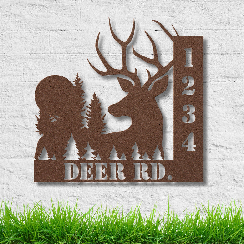 Personalized Deer Address Metal Sign, Cabin Decor