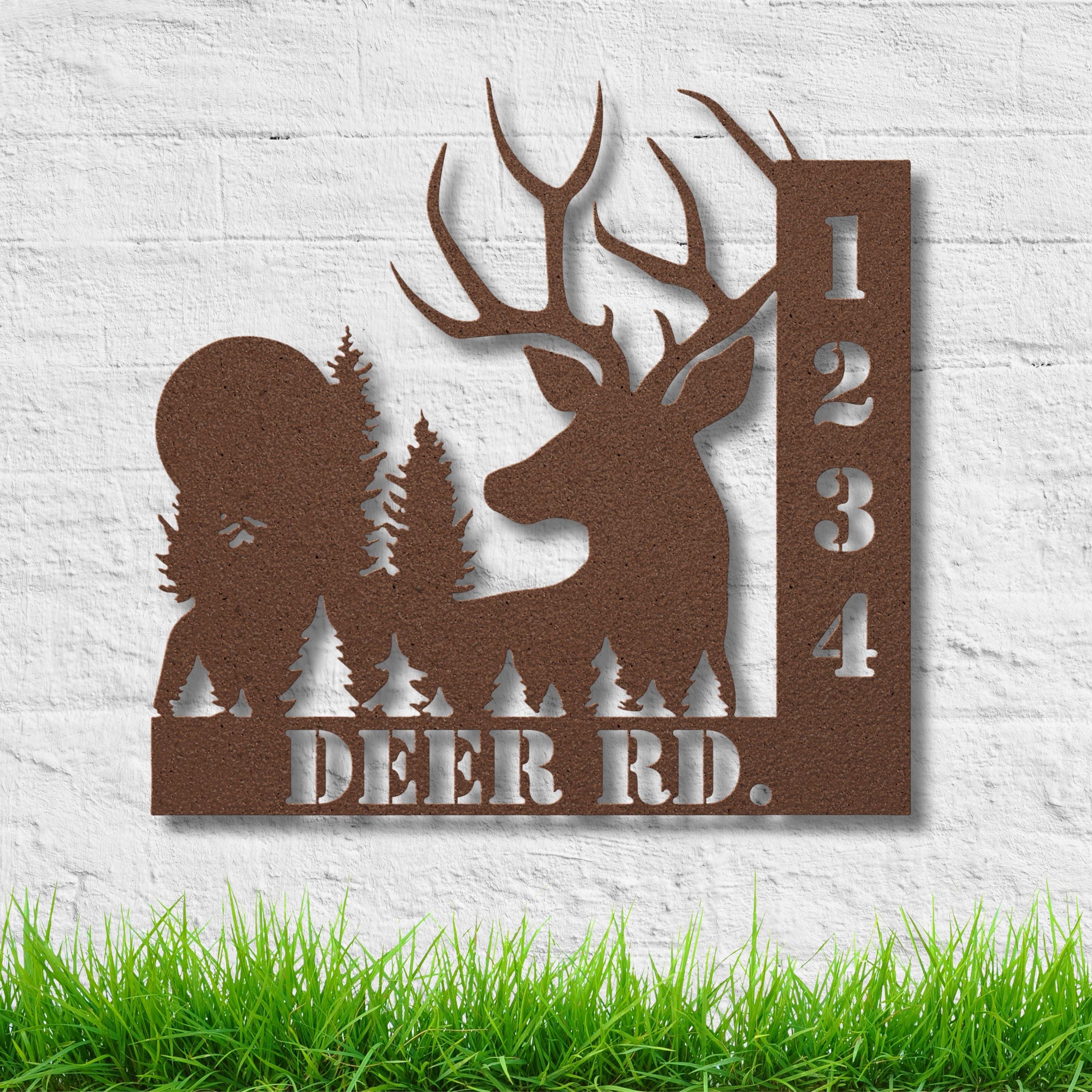 Personalized Deer Address Metal Sign, Cabin Decor