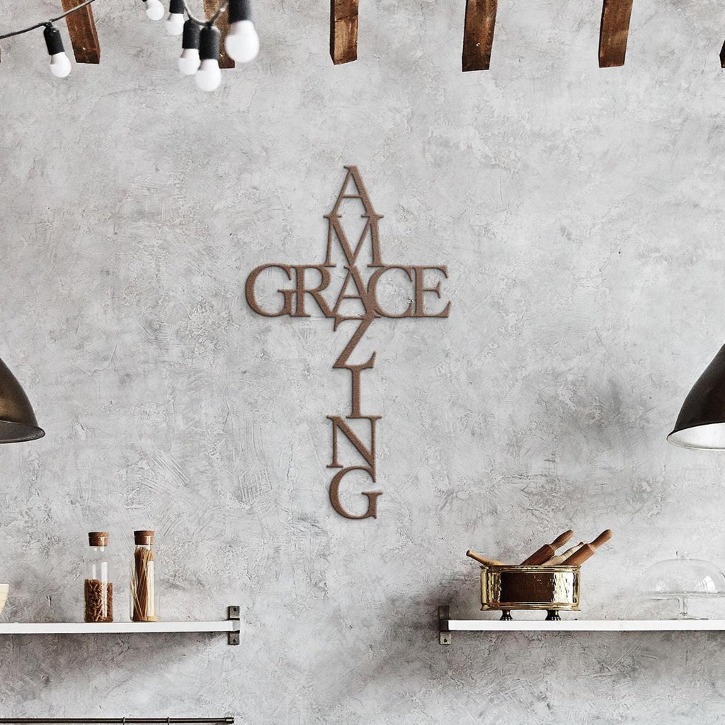 Grace Cross, Christian Metal Wall Art, Faith Based Home Decor
