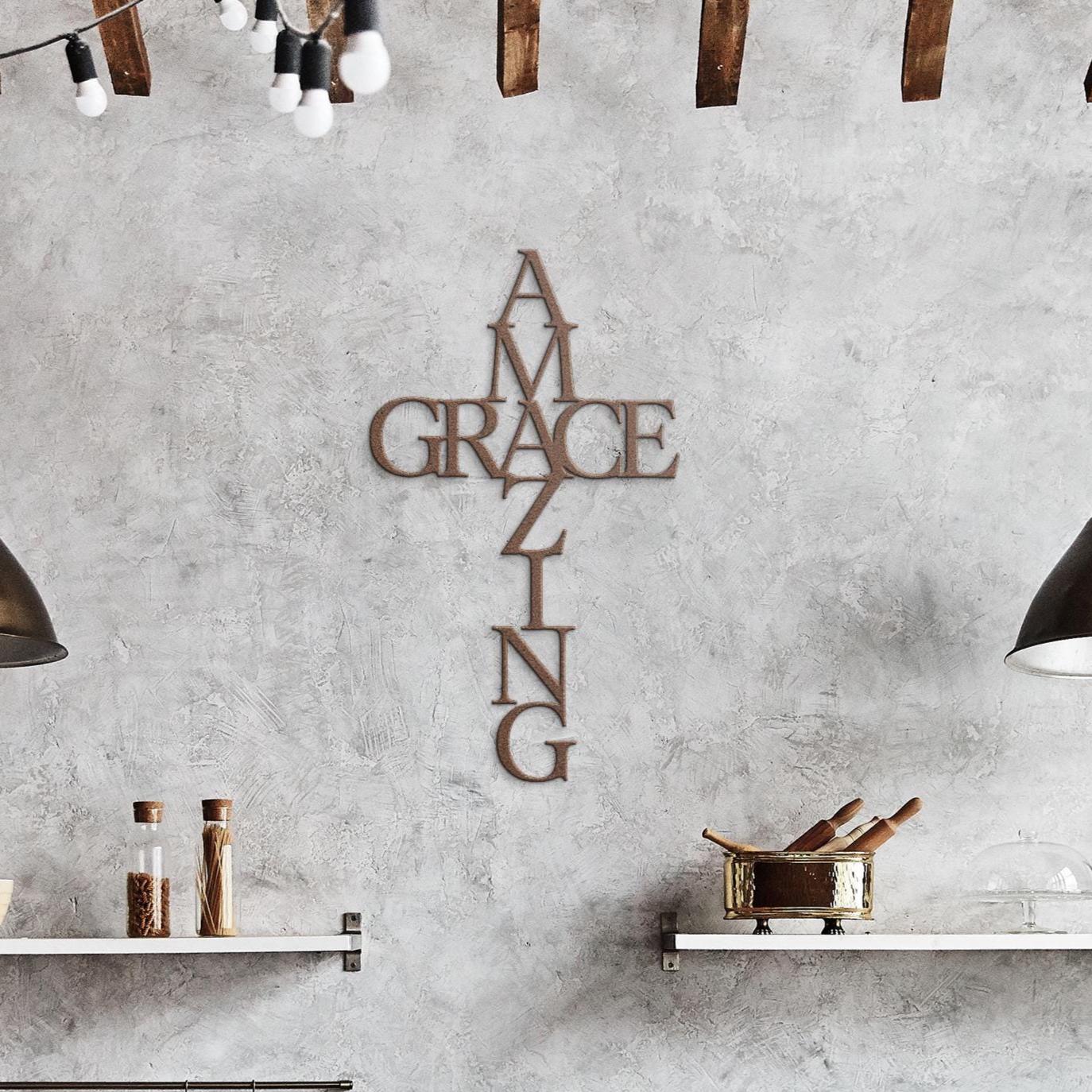 Grace Cross, Christian Metal Wall Art, Faith Based Home Decor