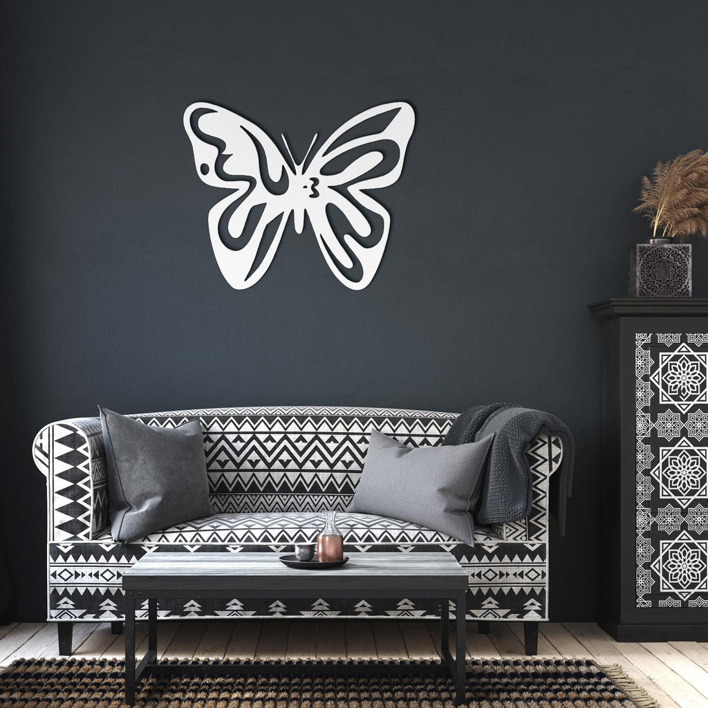 Metal Butterfly Wall Art, Die-Cut Black Insect Decor, Minimalist Animal Sign, Nature Home Accent, Elegant Room Decor