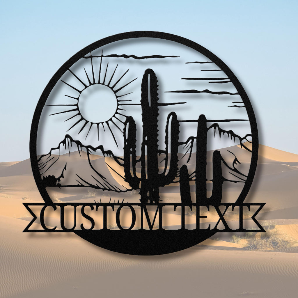 Custom Desert Metal Sign - Personalized Cactus & Saguaro Artwork for Southwest Wall Art