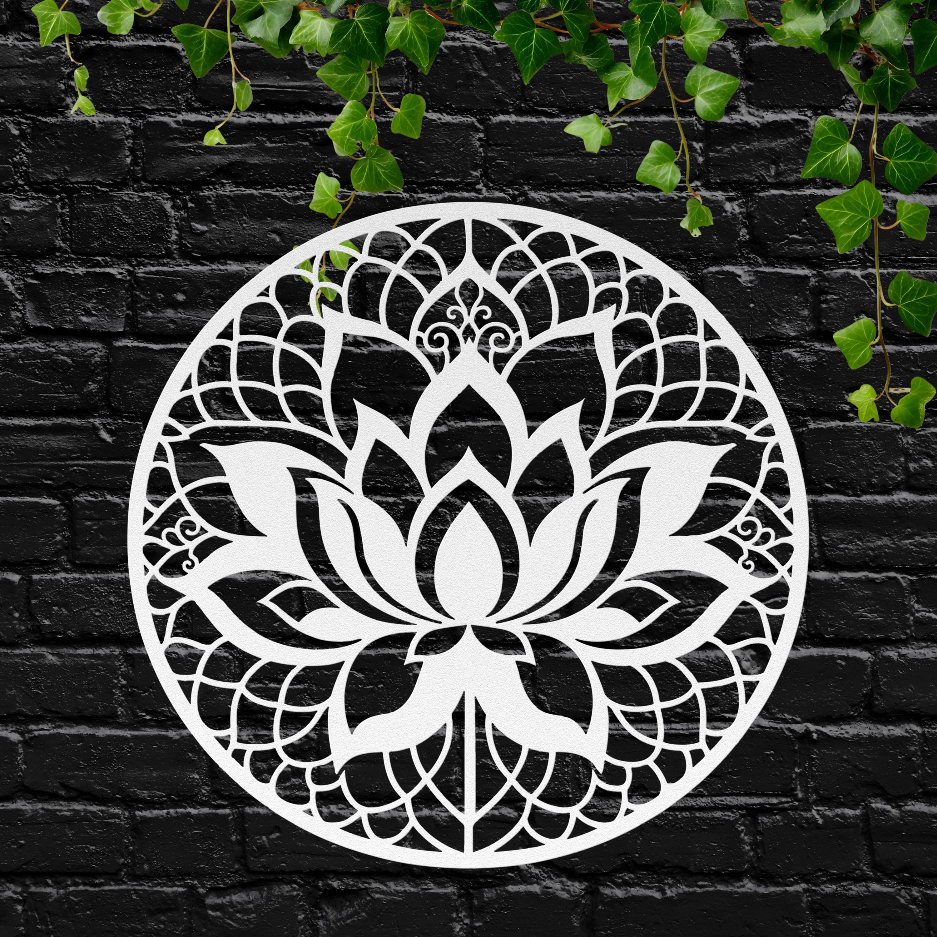 Lotus Flower Metal Wall Art, Mandala Die Cut Sign, Zen Decor