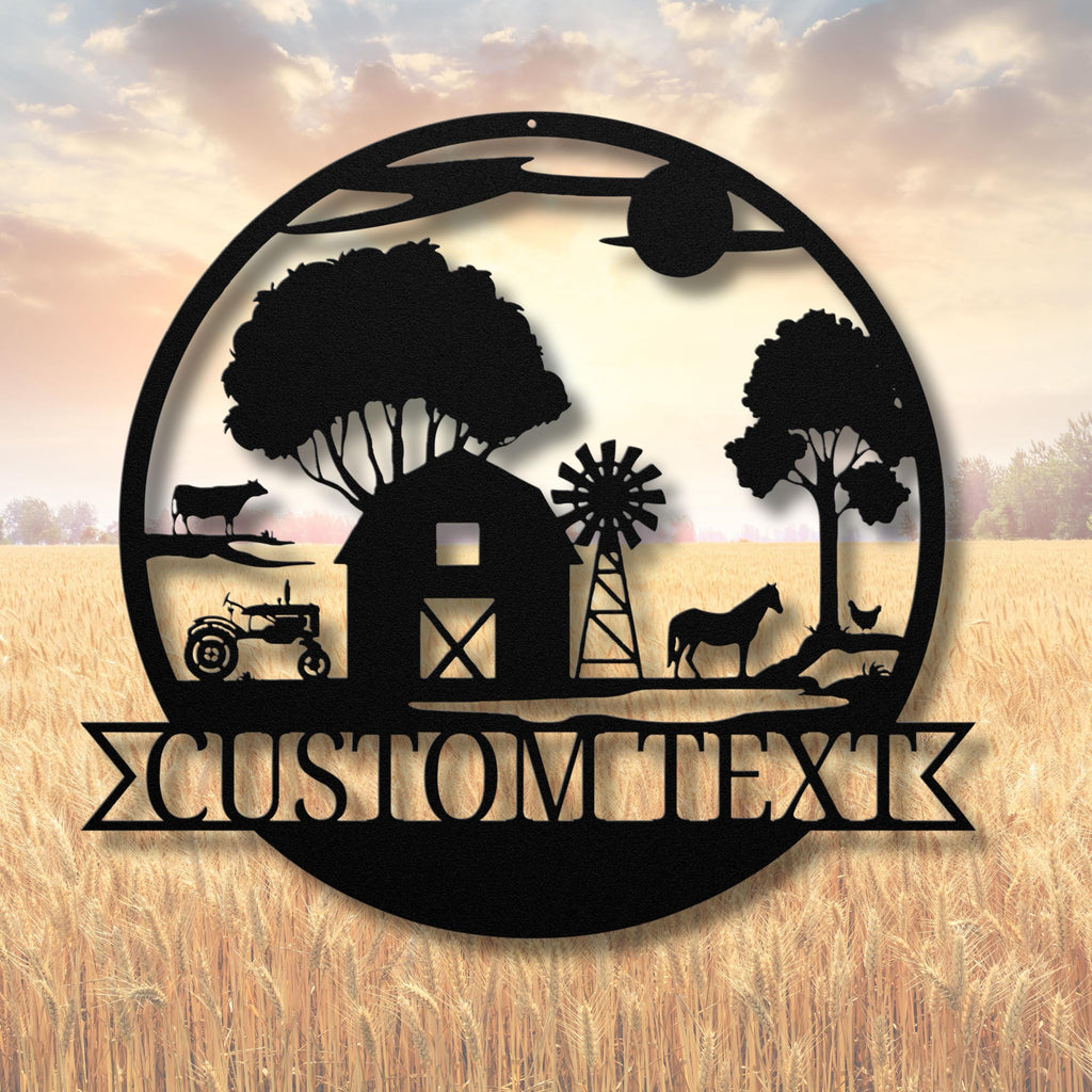 Custom Farm Metal Sign | Personalized Barn & Tractor Monogram Art | Farmhouse Wall Decor | Ranch Name Sign