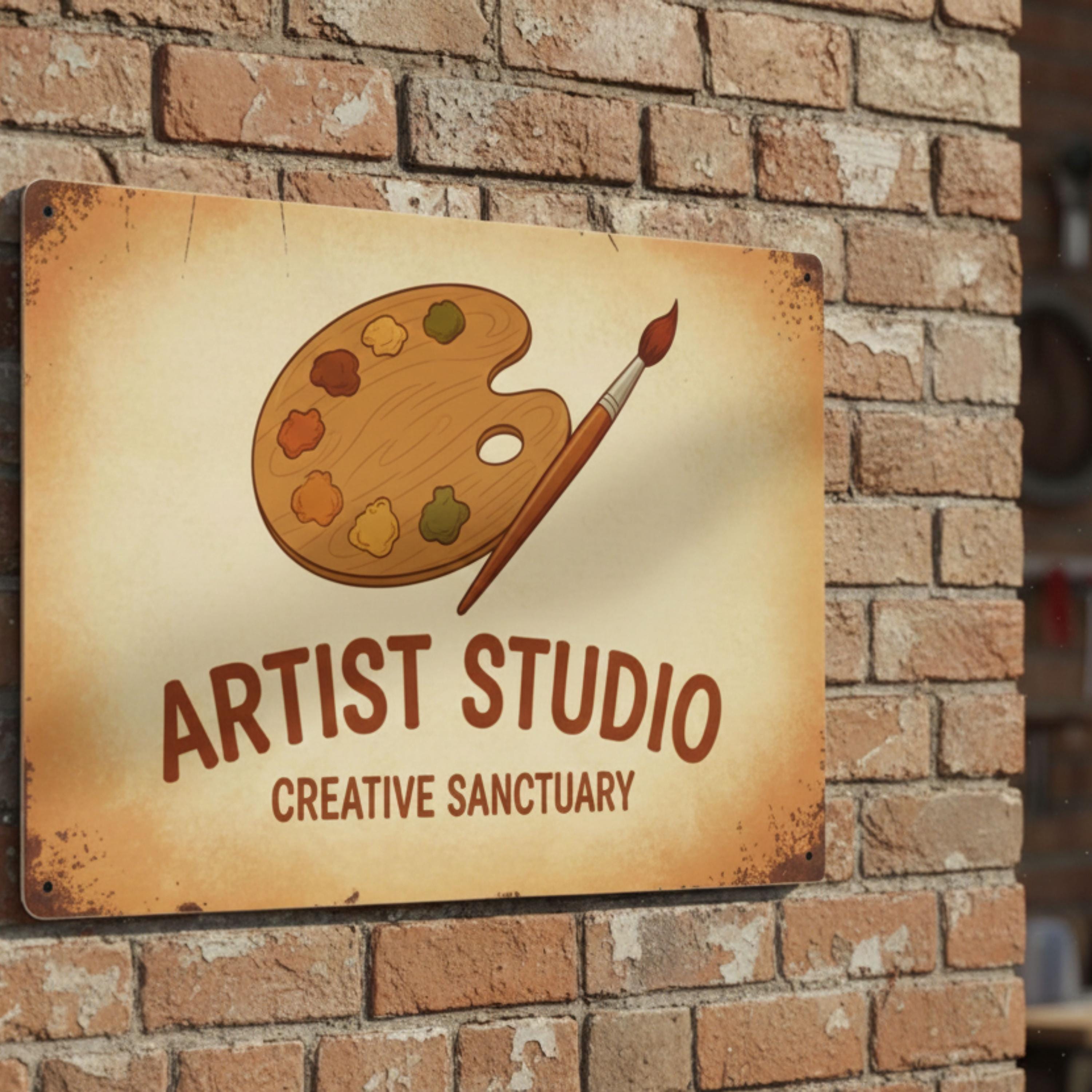 Personalized Artist Studio Metal Sign, Creative Sanctuary Art, Custom Painter Gift