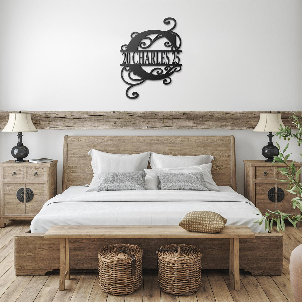 Personalized Metal Family Name Sign: Monogram Wall Decor