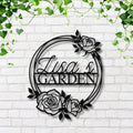 Personalized Rose Garden Metal Sign, Custom Name Plaque, Floral Wreath Decor
