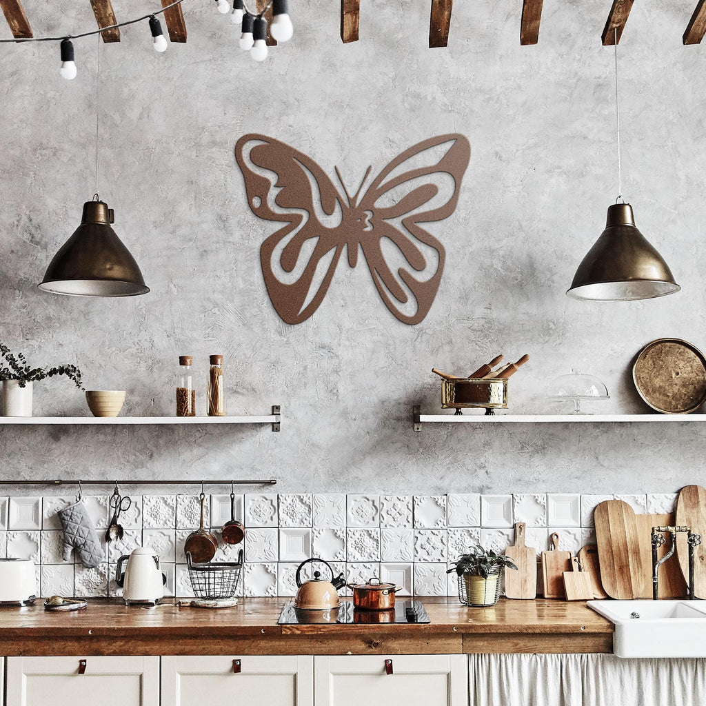 Metal Butterfly Wall Art, Die-Cut Black Insect Decor, Minimalist Animal Sign, Nature Home Accent, Elegant Room Decor