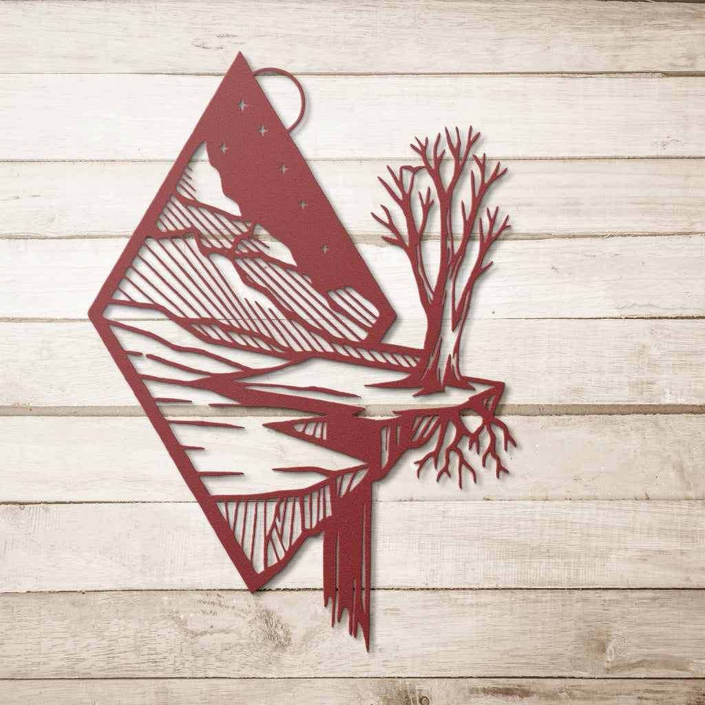 Geometric Metal Wall Art – Mountain Wall Decor With Diamond Waterfall Design