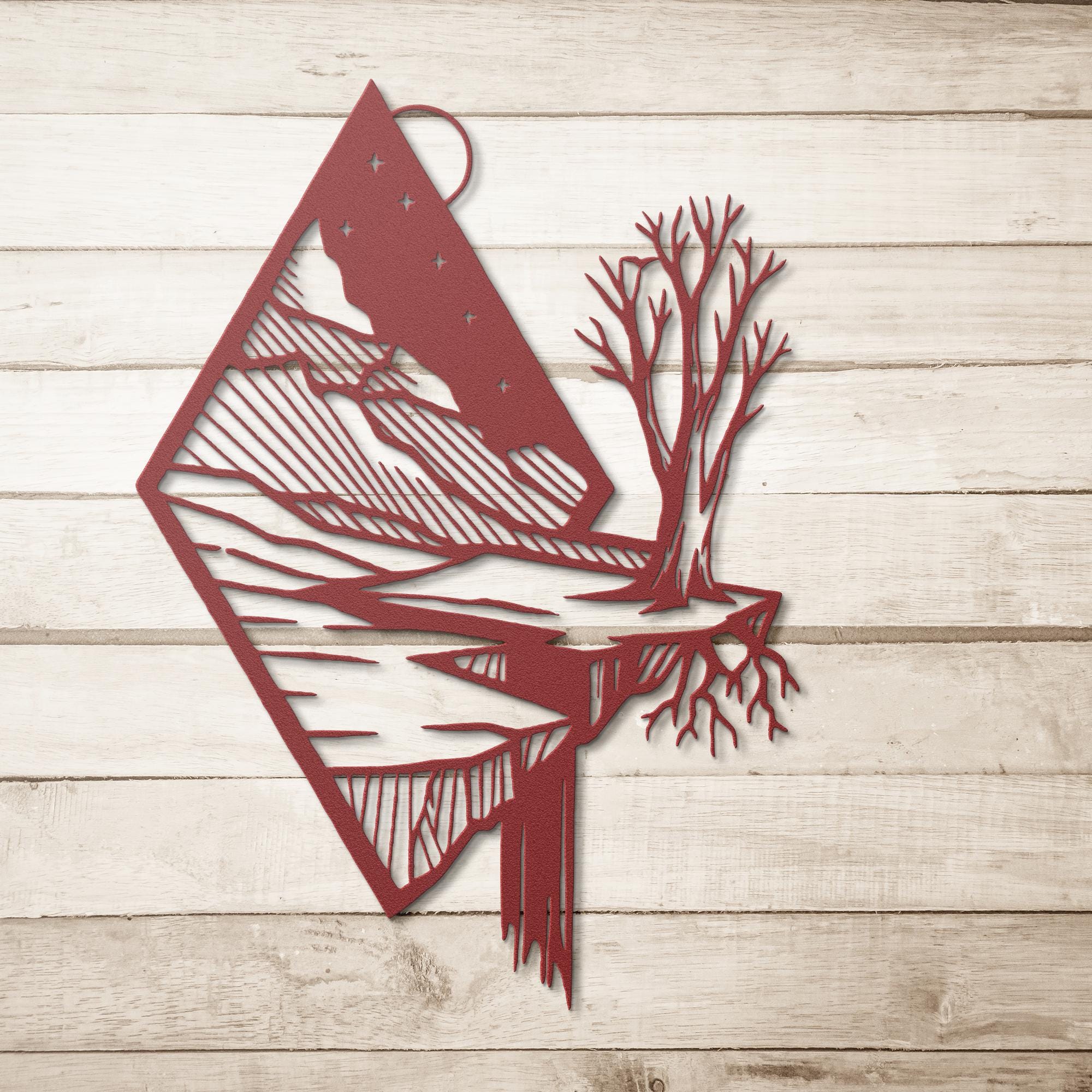 Geometric Metal Wall Art – Mountain Wall Decor With Diamond Waterfall Design