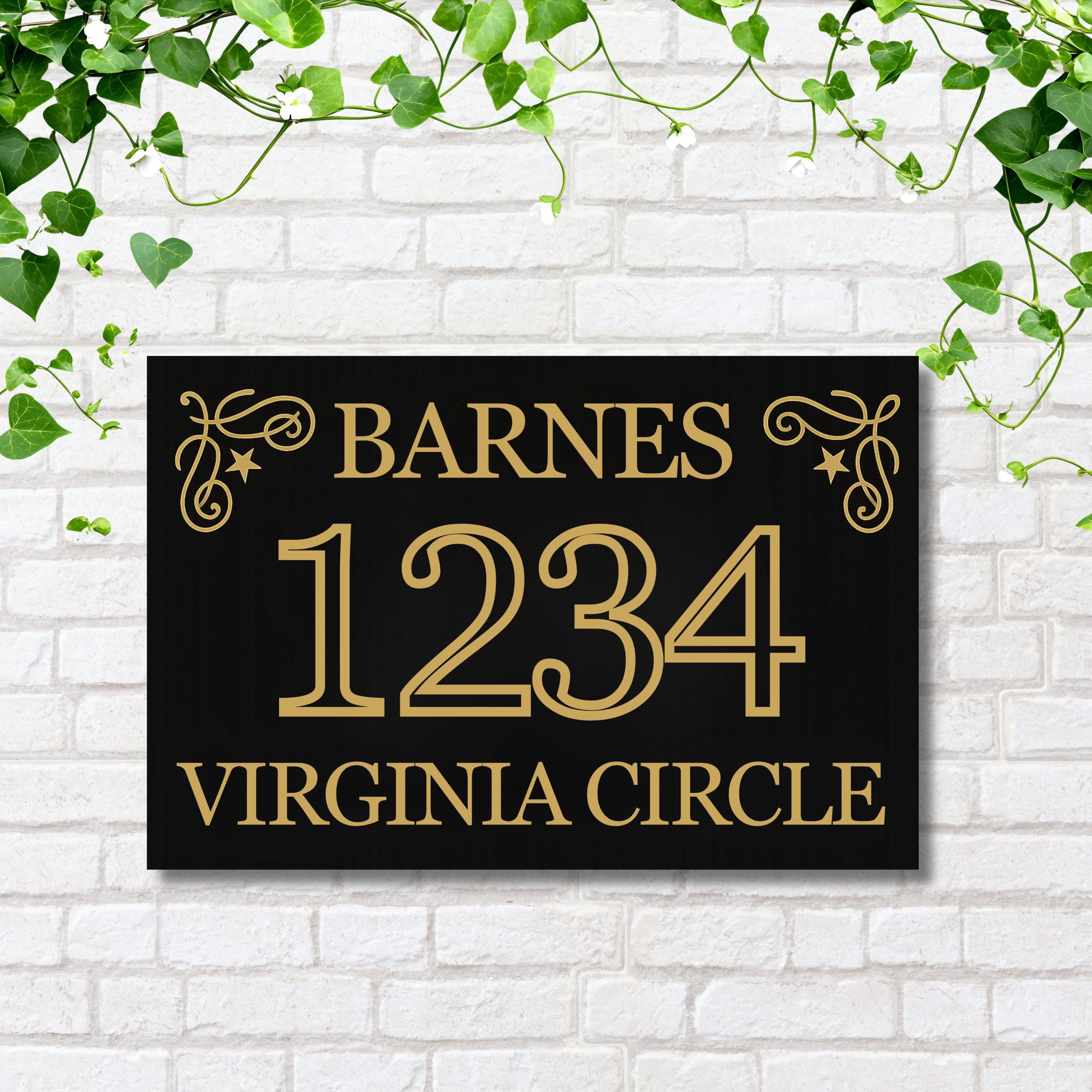 Personalized Metal Address Plaque, House Number Sign, Custom Last Name Decor, Gold and Black Curb Appeal, Baroque Style Gift