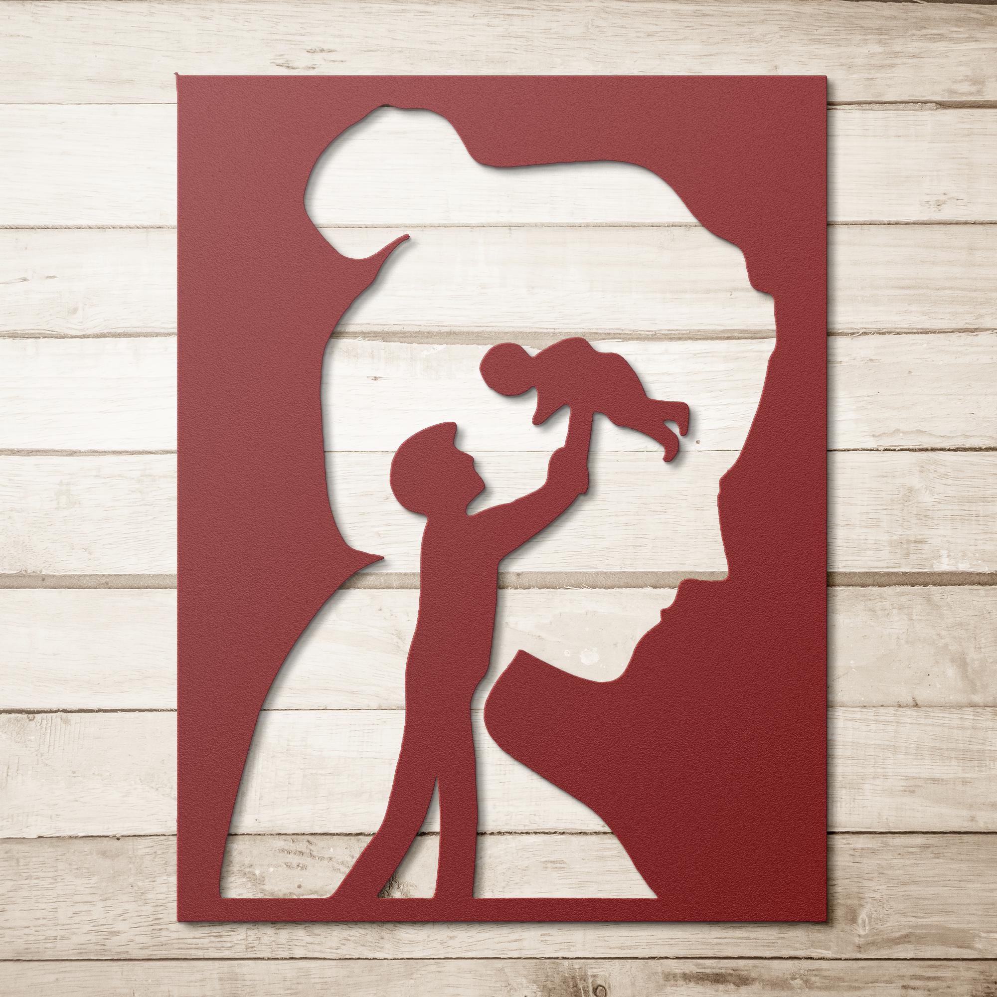 Family Silhouette Metal Wall Art, Minimalist Nursery Decor