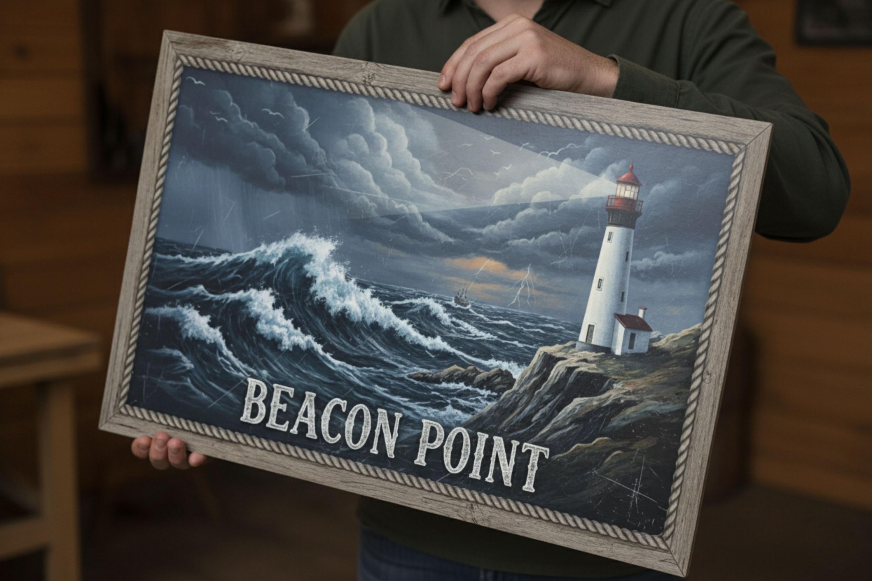 Metal Lighthouse Sign - Nautical Wall Art | Coastal Home Decor | Vintage Sea Gift