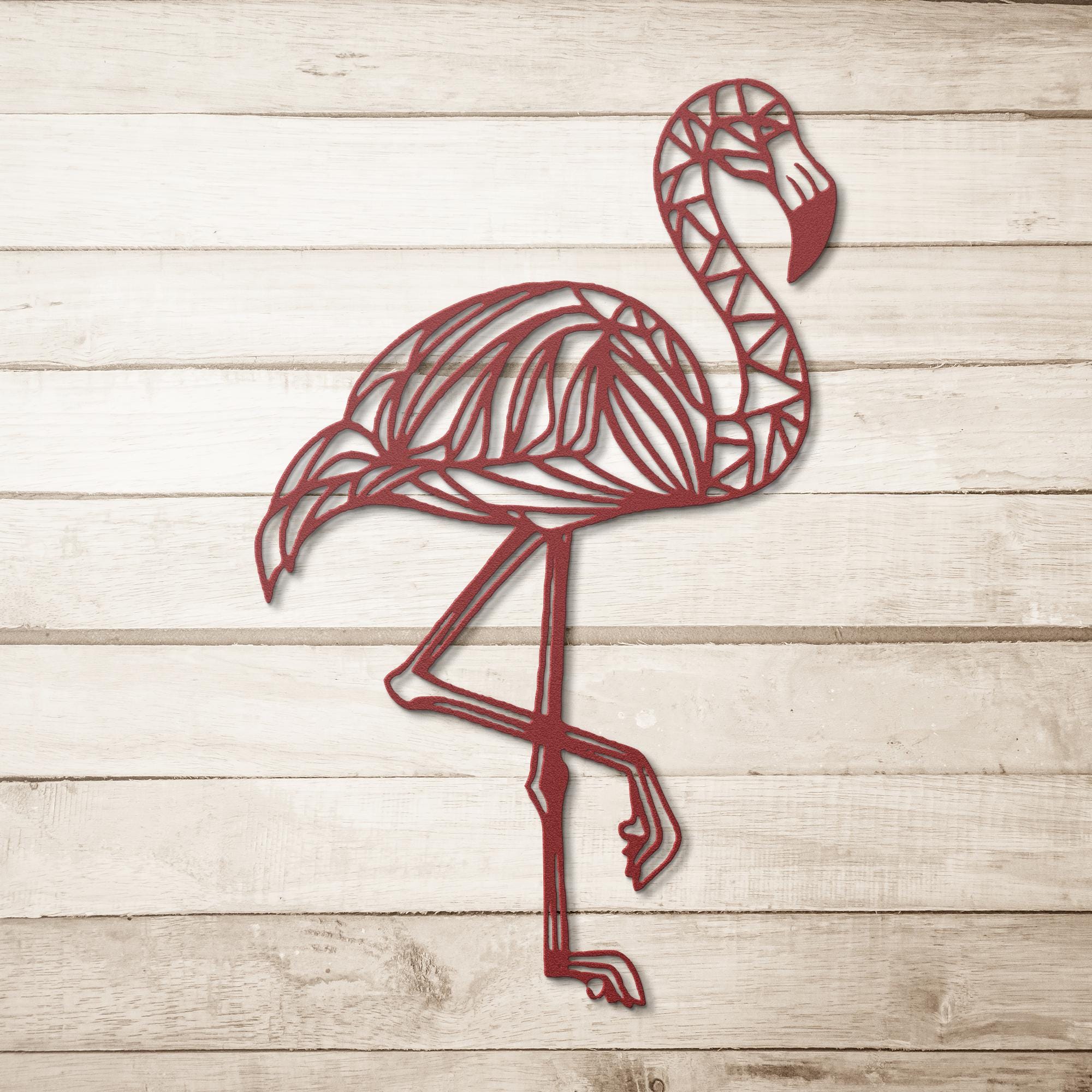 Geometric Flamingo Metal Wall Art, Modern Tropical Decor, Pink Flamingo Sign, Nursery Art
