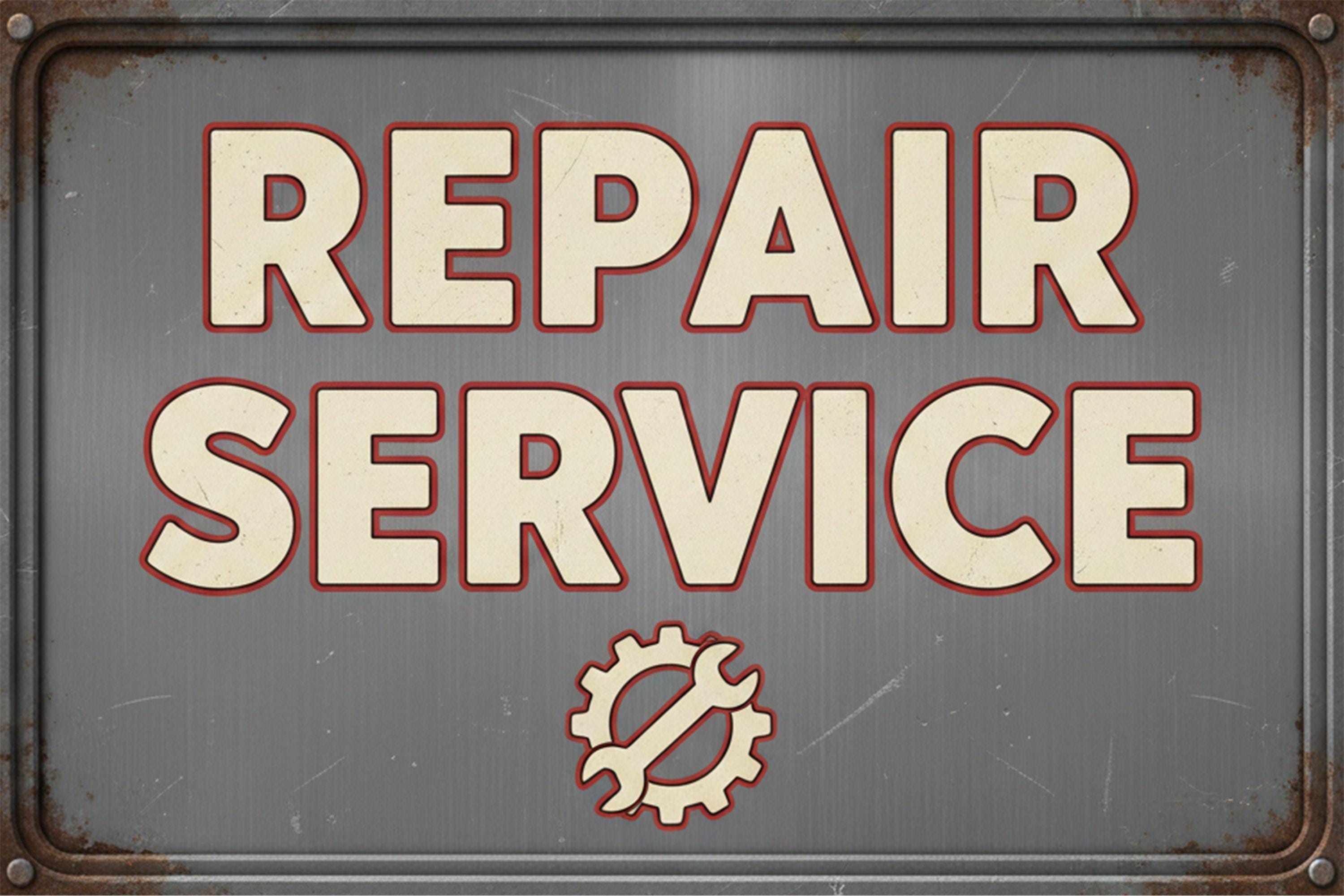 Industrial Repair Service Sign, Garage Workshop Vintage Metal Plaque, Mechanic Man Cave Art