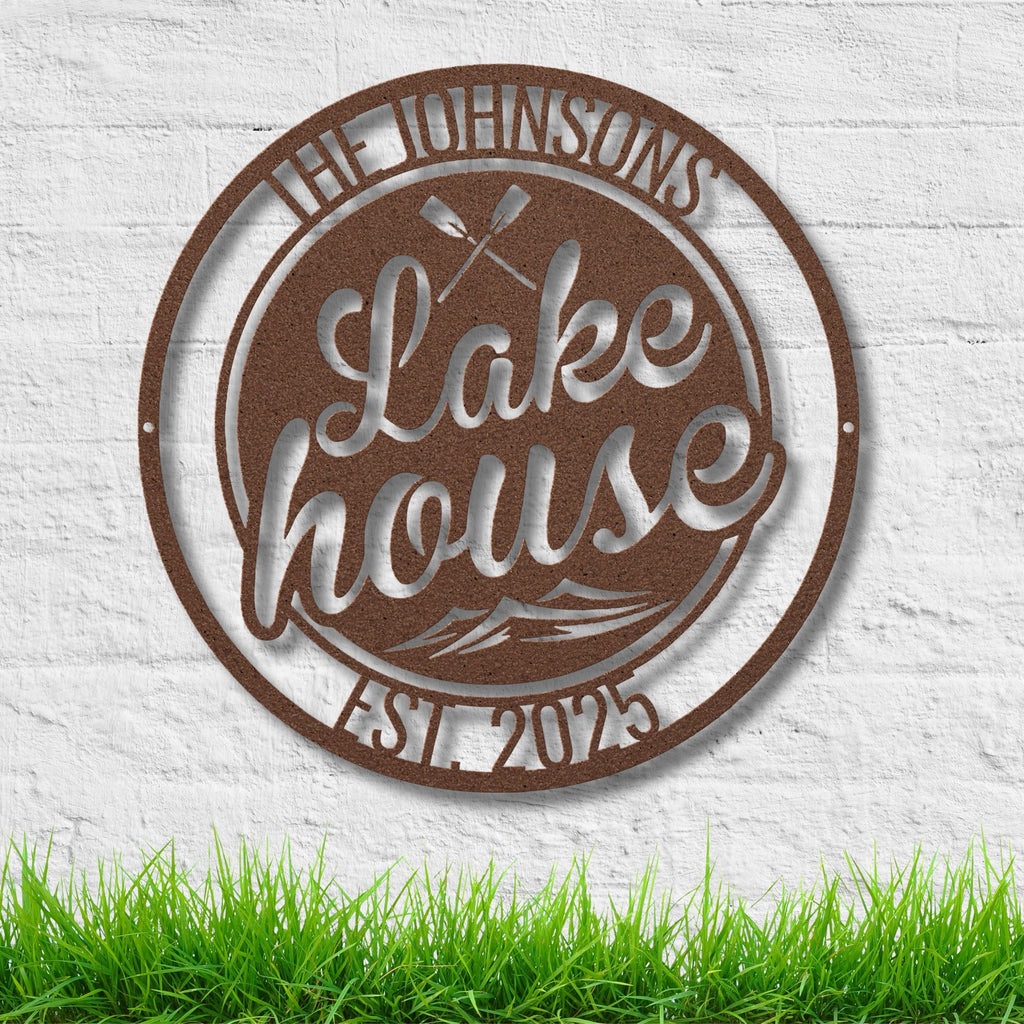 Custom Lake House Metal Sign | Personalized Family Name, Est. Year