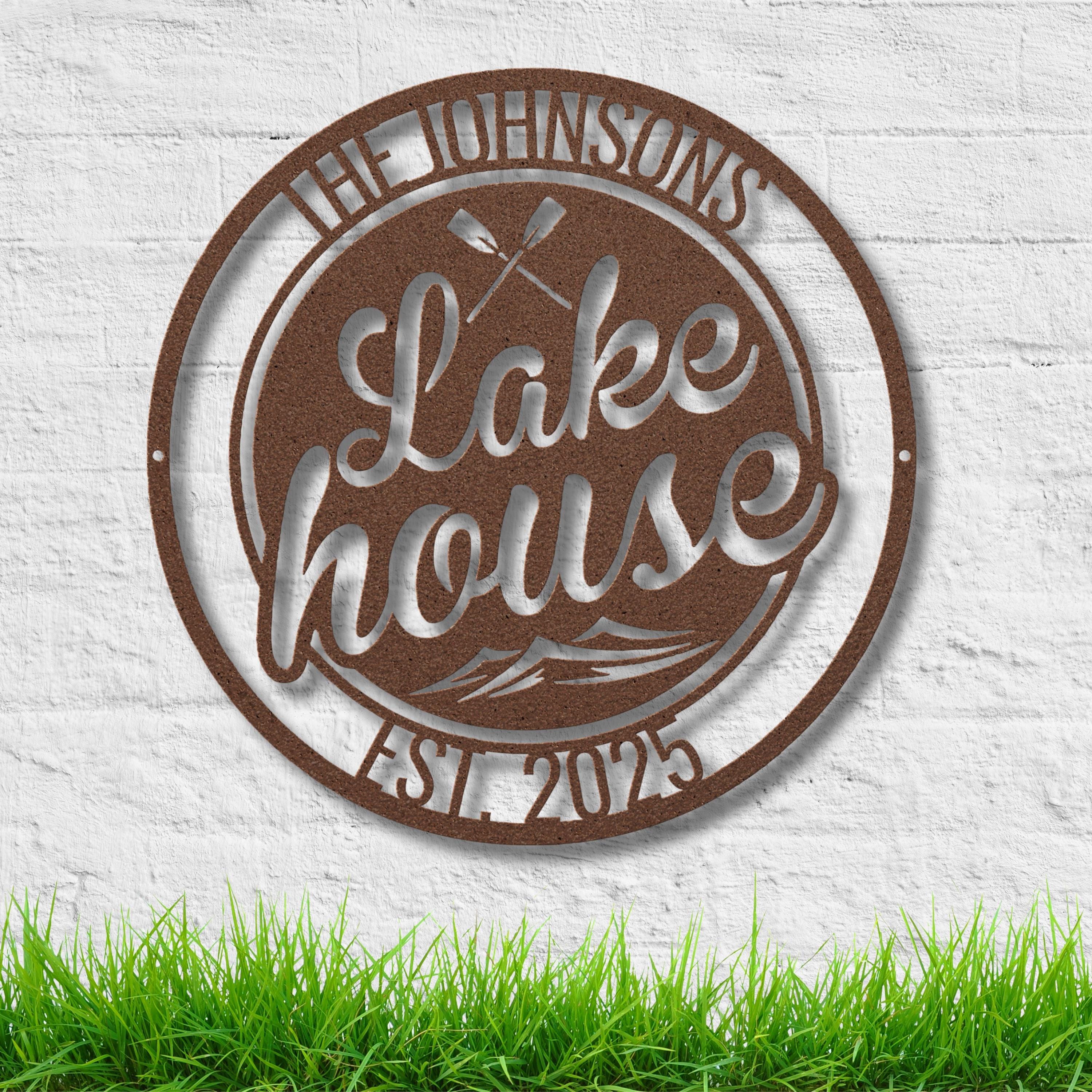 Custom Lake House Metal Sign | Personalized Family Name, Est. Year