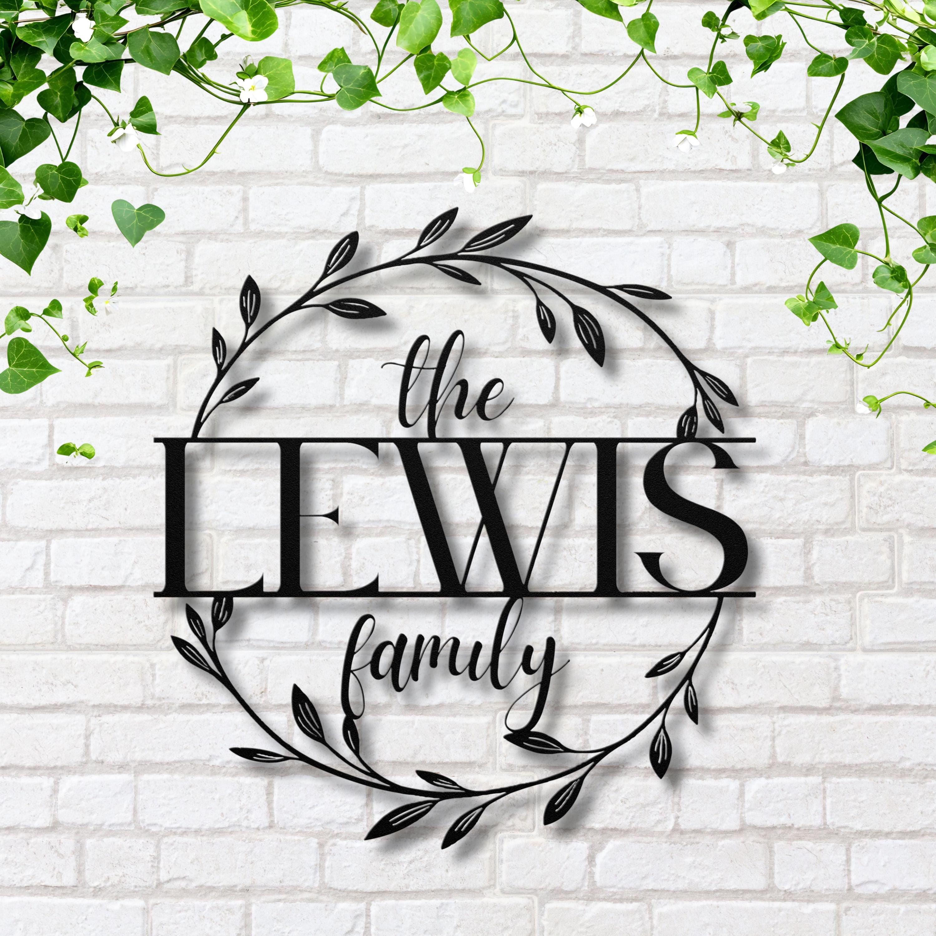 Personalized Family Name Sign: Metal Leaf Wreath, Custom Last Name Decor