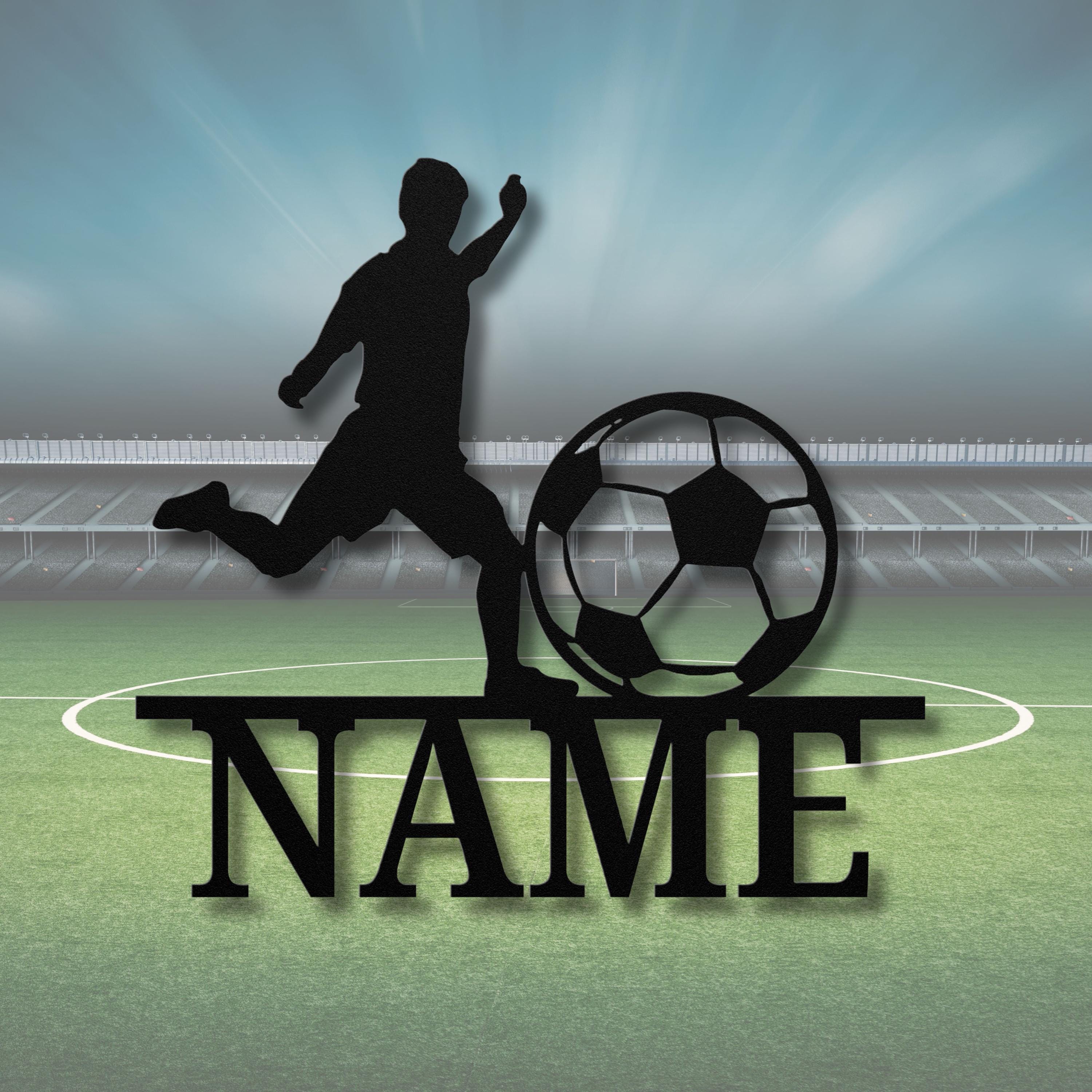 Custom Soccer Player Metal Sign, Personalized Boy Room Decor
