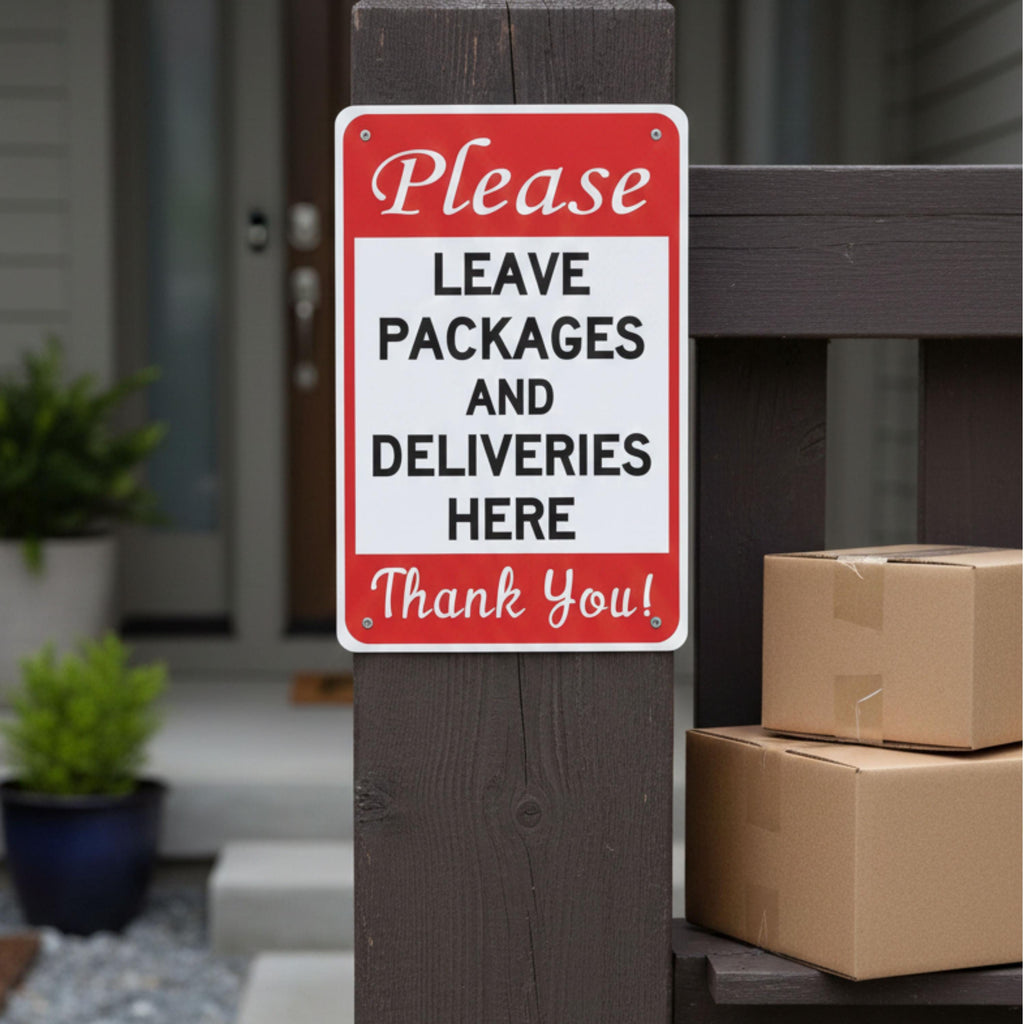 Please Leave Packages Here Sign, Delivery Instruction Plaque, Front Porch Decor