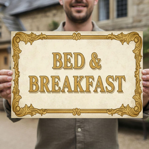 Bed Breakfast Sign - Vintage Inn Plaque | Rustic Guest House Hospitality Decor
