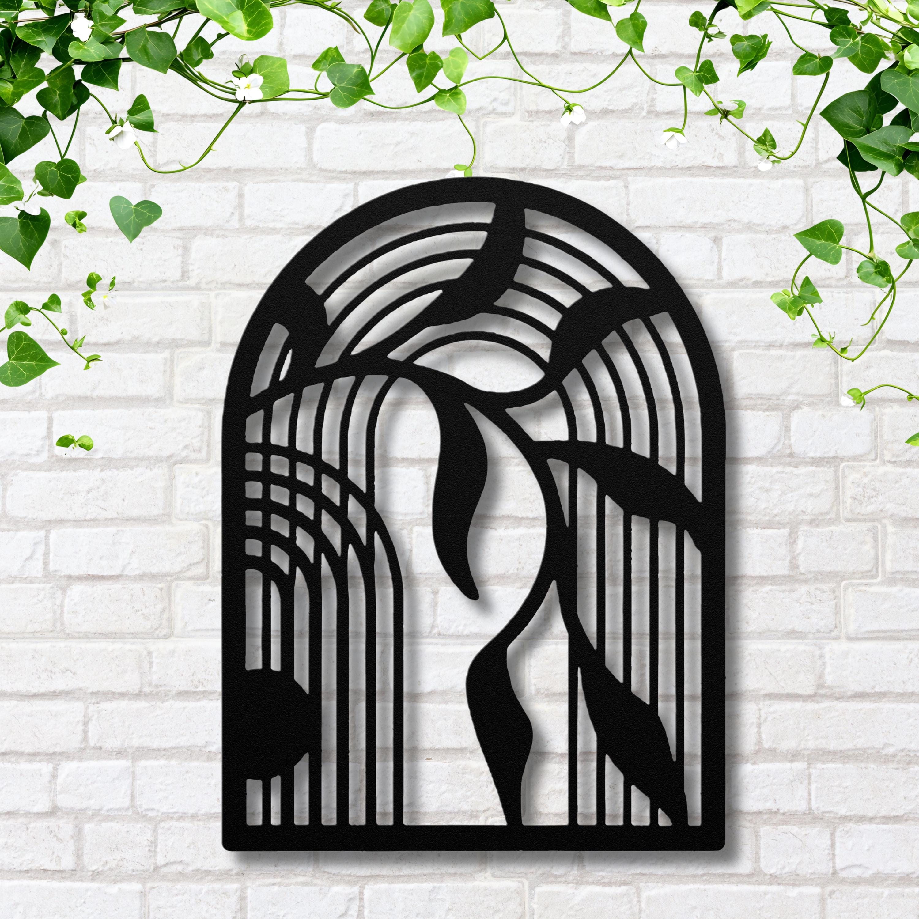 Modern Arch Metal Wall Art, Minimalist Leaf Design Sign, Nature Inspired Boho Home Decor
