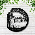 Personalized Wedding Sign - Custom Couple Sign | Floral Wreath Decor | Anniversary Gift Idea