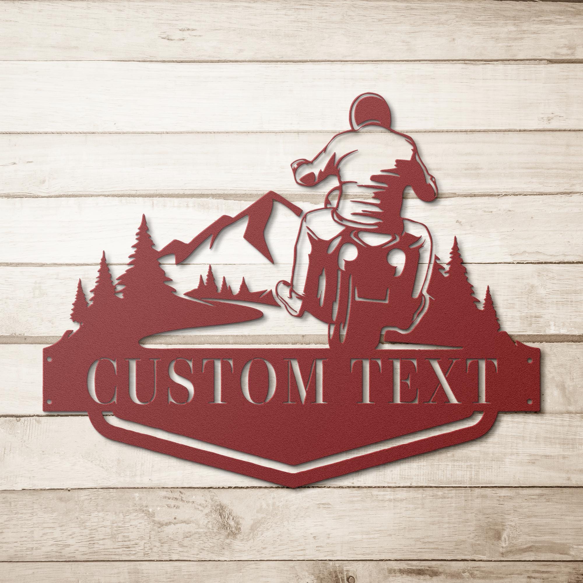 Custom Motorcycle Sign - Personalized Metal Biker Garage Decor | Mountain Ride Artwork