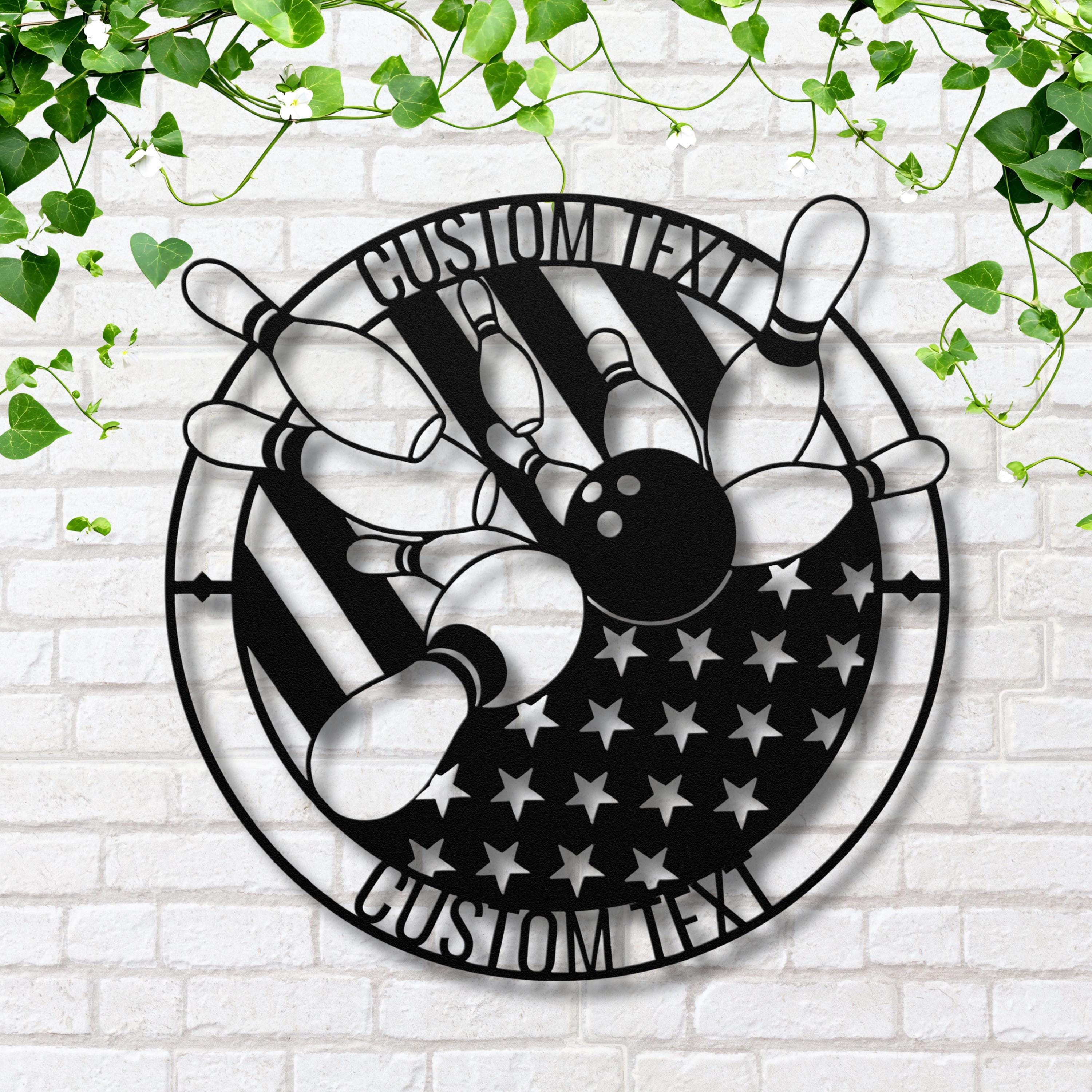 Custom Bowling Sign - Personalized American Flag Metal Decor | Strike Pin Artwork Gift