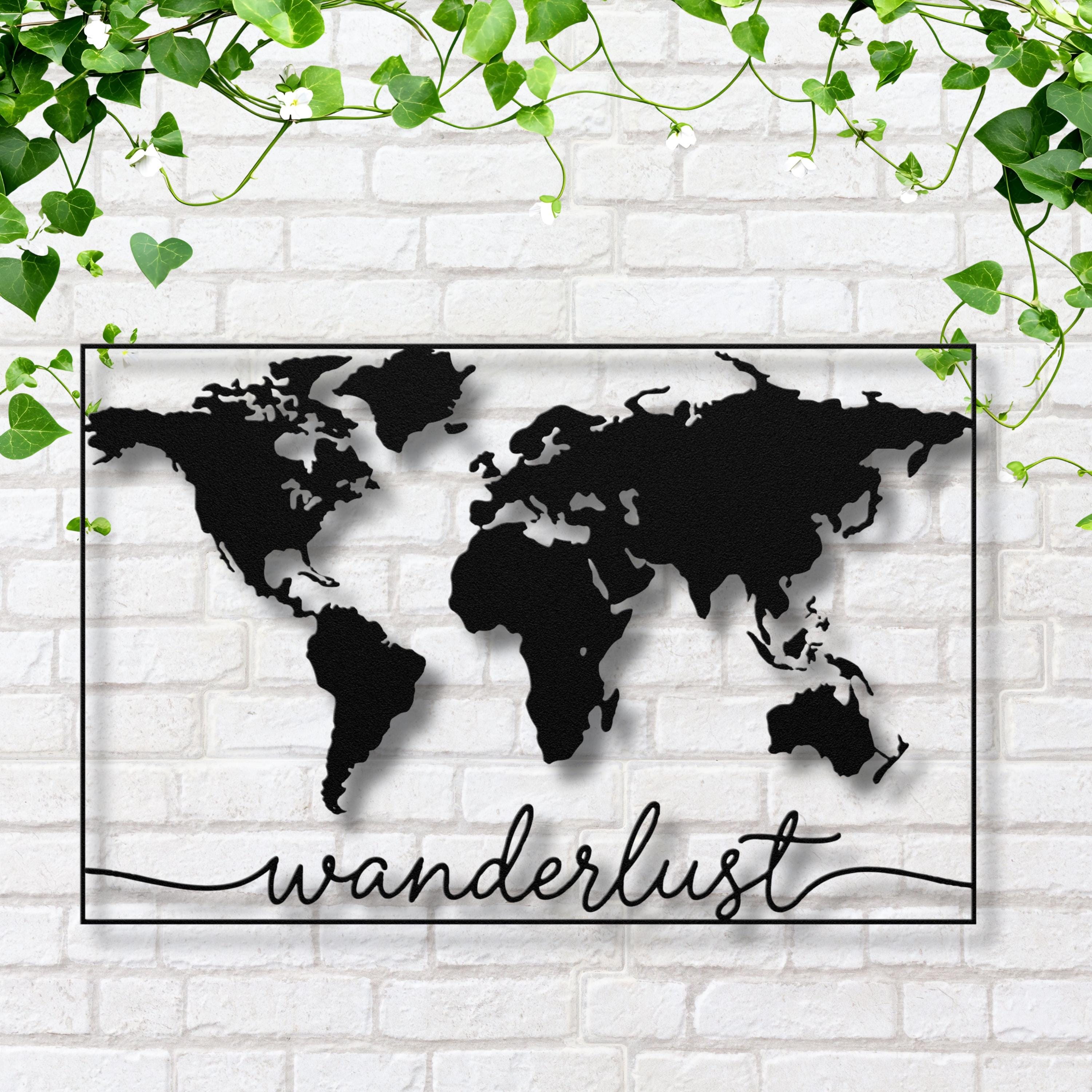 Wanderlust Metal Sign – Boho Travel Wall Decor | Custom Die Cut Art