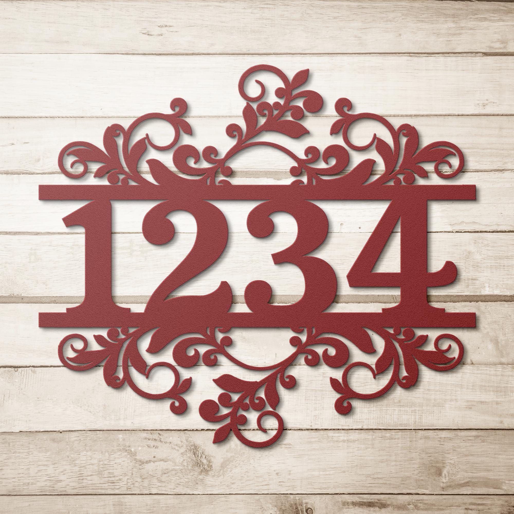 Personalized Metal Address Sign, Scroll Swirl House Numbers, Door Decor