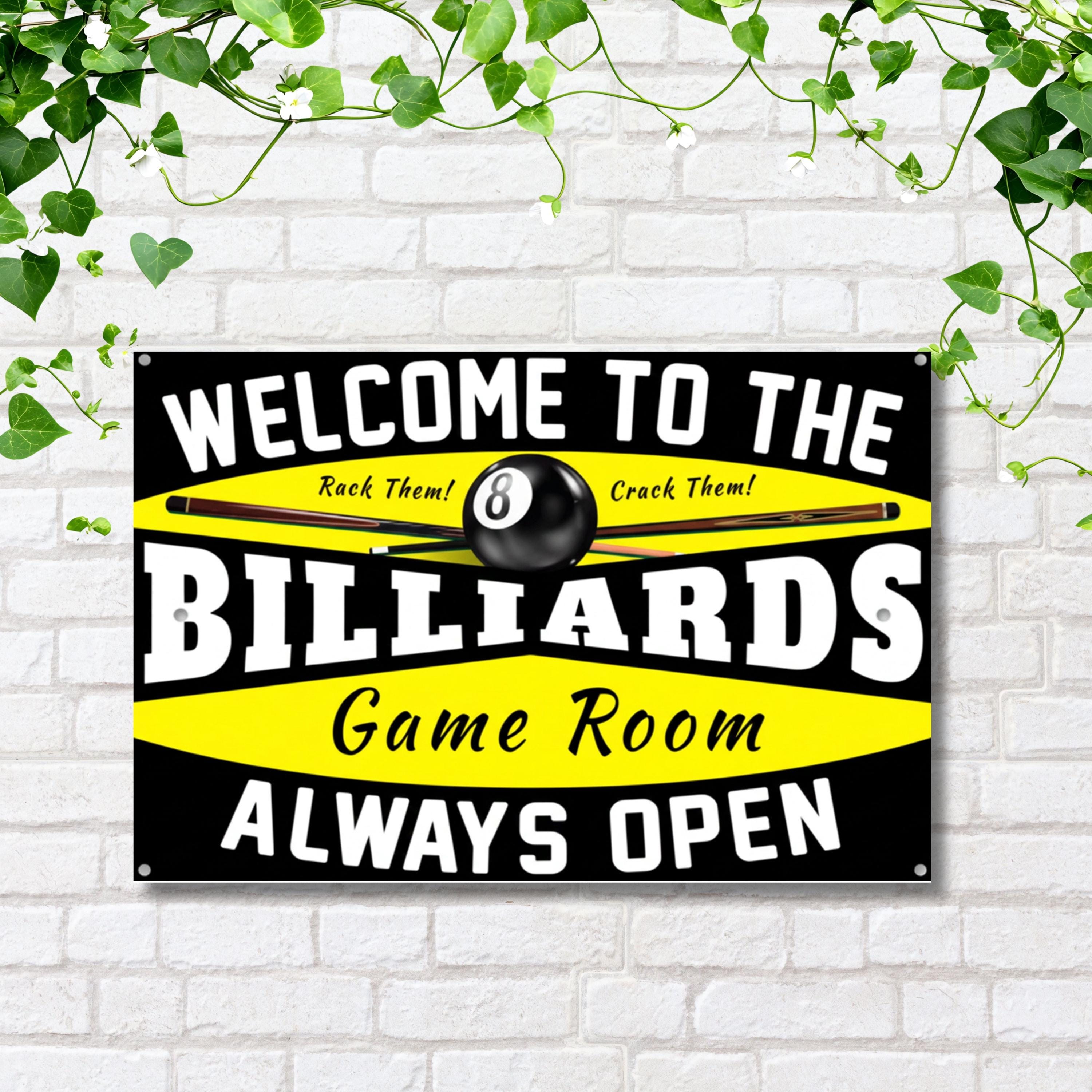 Billiards Game Room Metal Sign, Pool Hall Wall Art, Bar Decor, Pool Player Gift