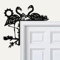Flamingo Metal Door Corner Sign, Tropical Bird Decor, Summer Wall Art, Pink Flamingo