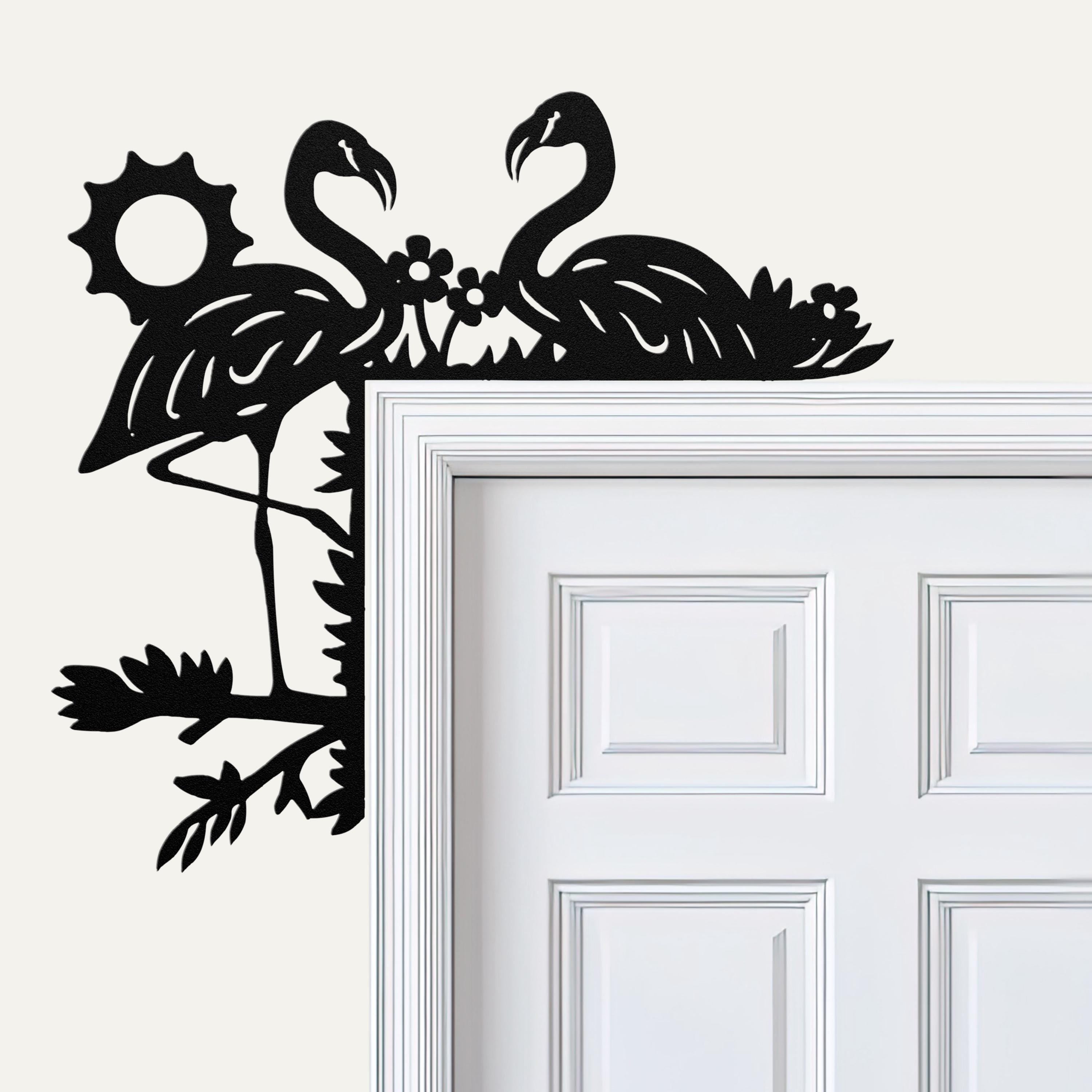 Flamingo Metal Door Corner Sign, Tropical Bird Decor, Summer Wall Art, Pink Flamingo