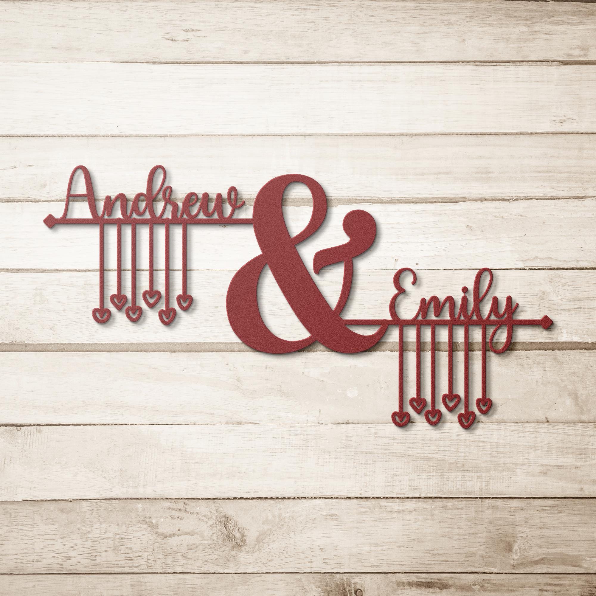 Custom Couple Name Metal Sign: Heart Anniversary Gift